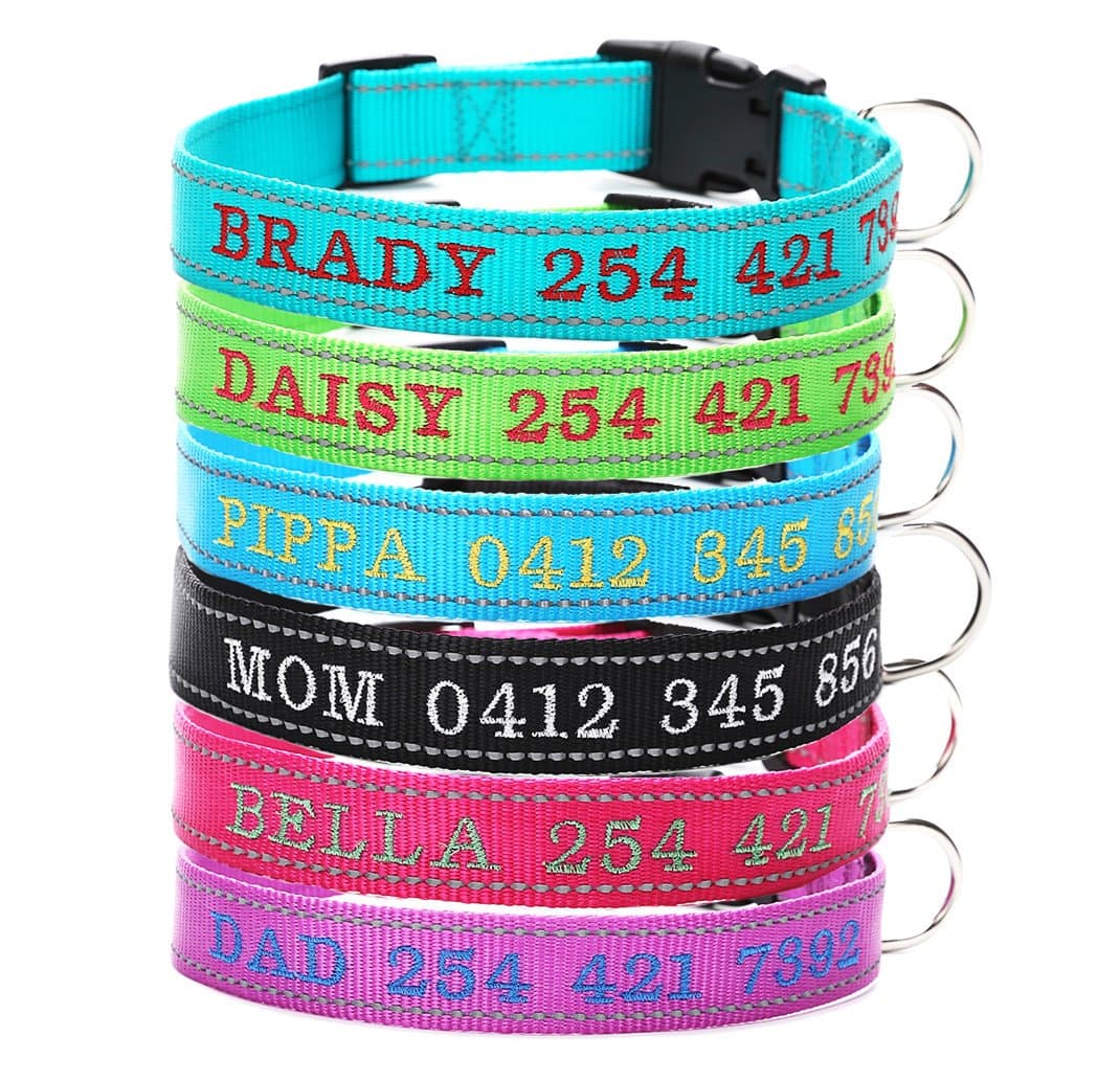 Personalized Dog Collar - Custom Dog Collars Embroidered ID Pet Name & Phone Number – Reflective Stitch for Dog Safety - Heavy Duty Adjustable for Small Medium Large Dogs Cats - Prevent Pet Loss