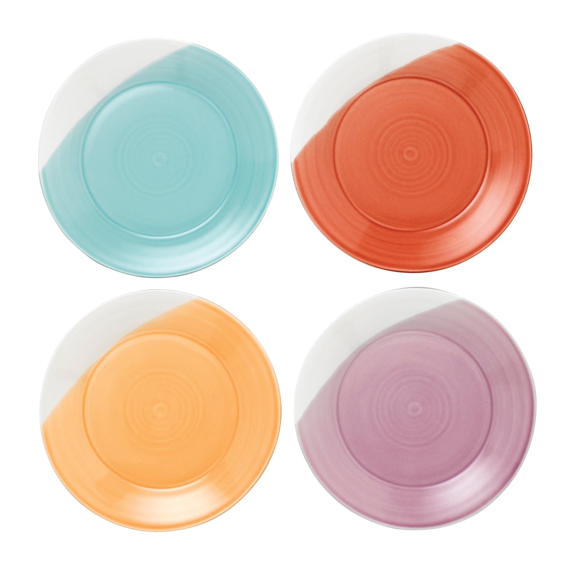 Side Plates - 1815 Bright Collection - Porcelain Plate Set of 4 - Large Plates Ideal for Breakfast, Lunch & Dinner - Better Heat Retention, 23cm Each