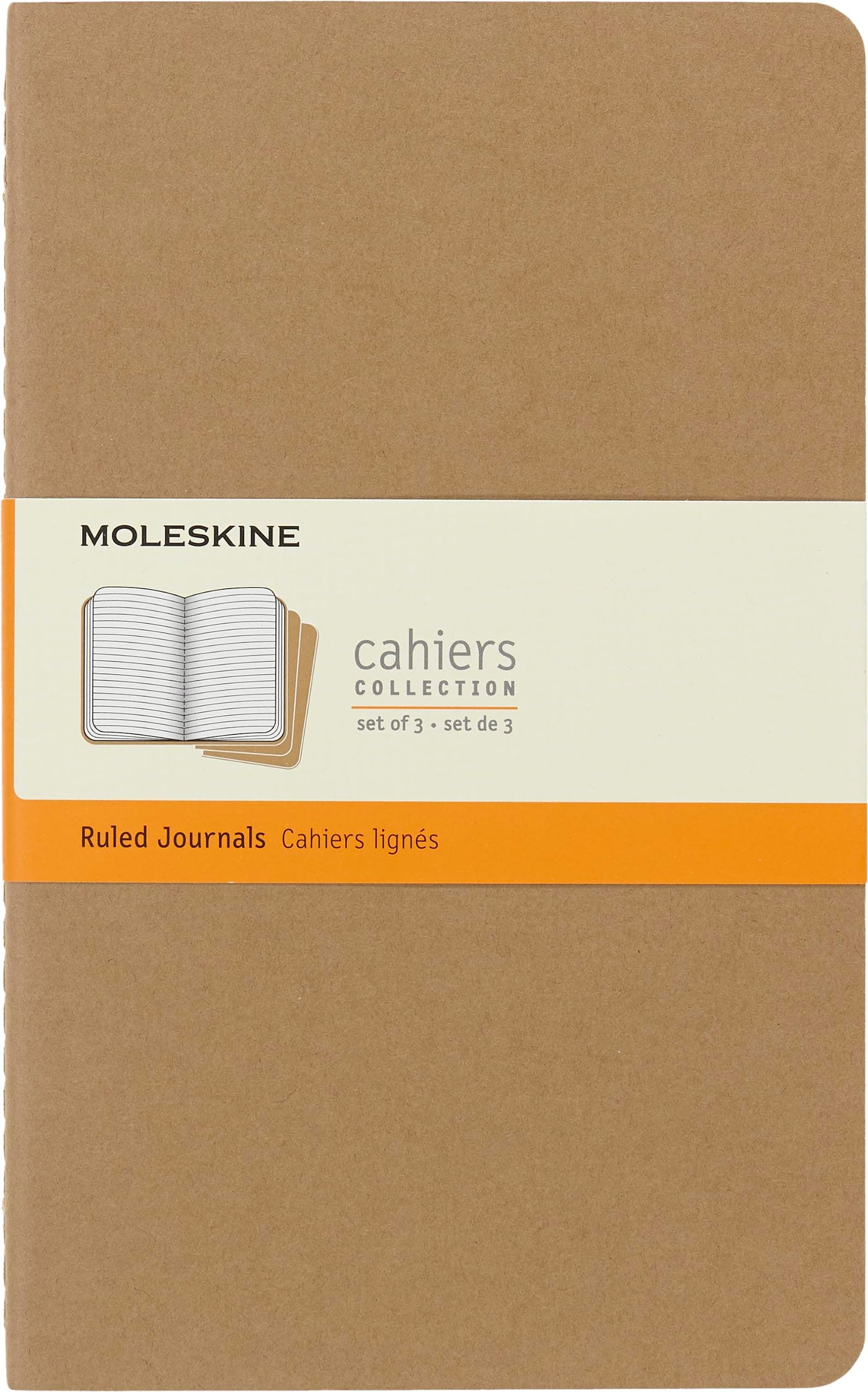Cahier Journal, Soft Cover, Large (5" x 8.25") Ruled/Lined, Black, 80 Pages (Set of 3)