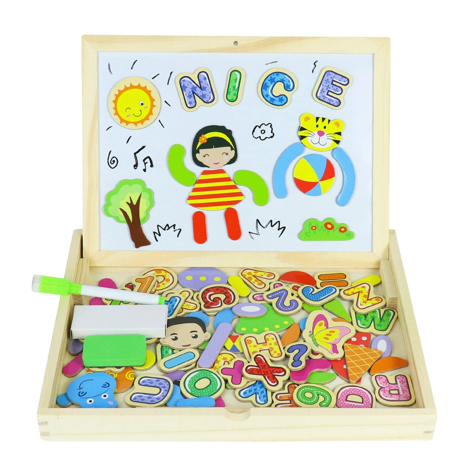 wooden toys for 3 year olds Girls Boys Wooden Magnetic Board Puzzle Games Puzzles Magnetic Fishing Game Drawing Writing Board for Children 3 4 5 6 Years Old