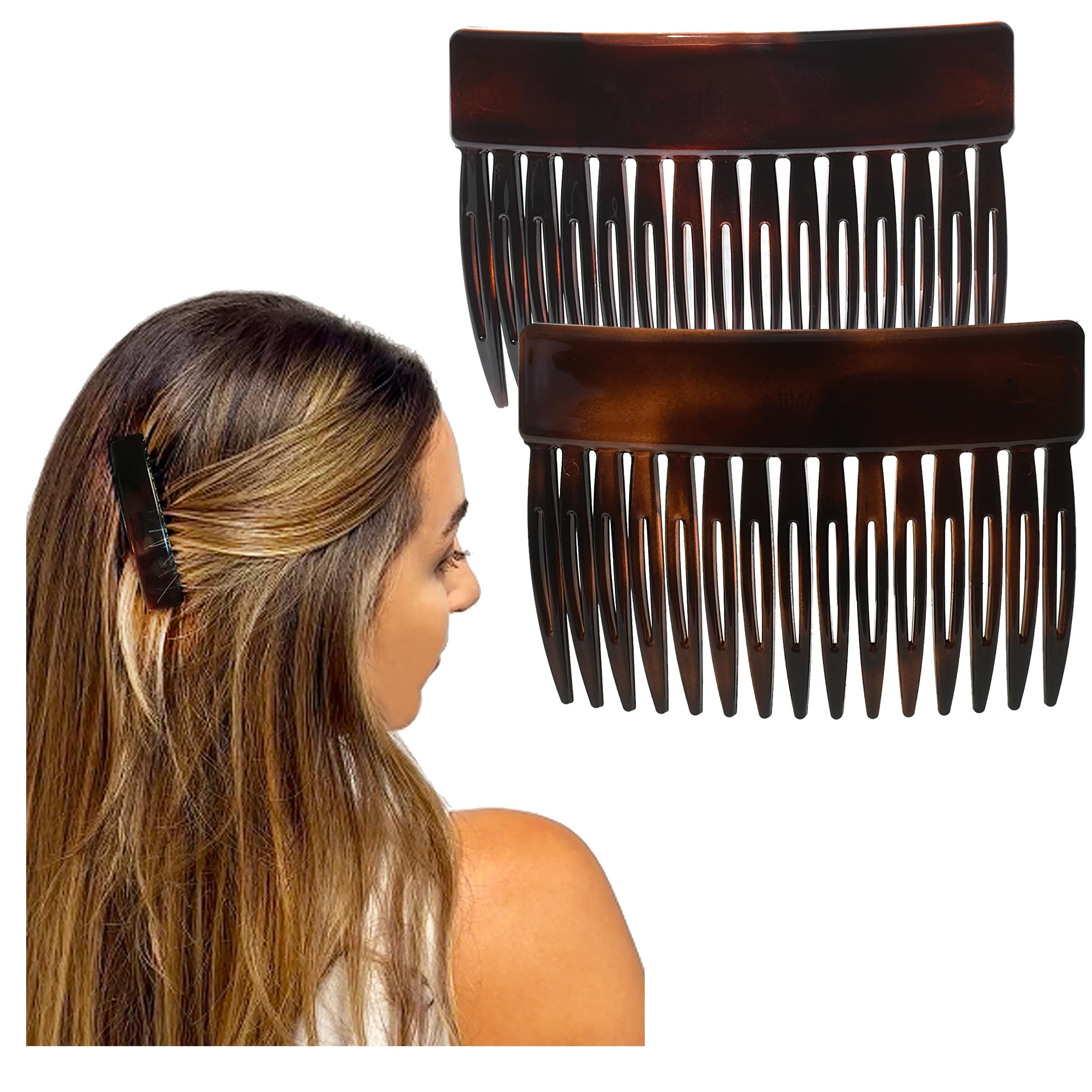Camila Paris CP2942 French Hair Side Comb Small Tortoise Shell French Twist Hair Comb Decor Strong Hold Hair Clip Women Bancignon Updo Styling Girls Hair Accessories Made in France