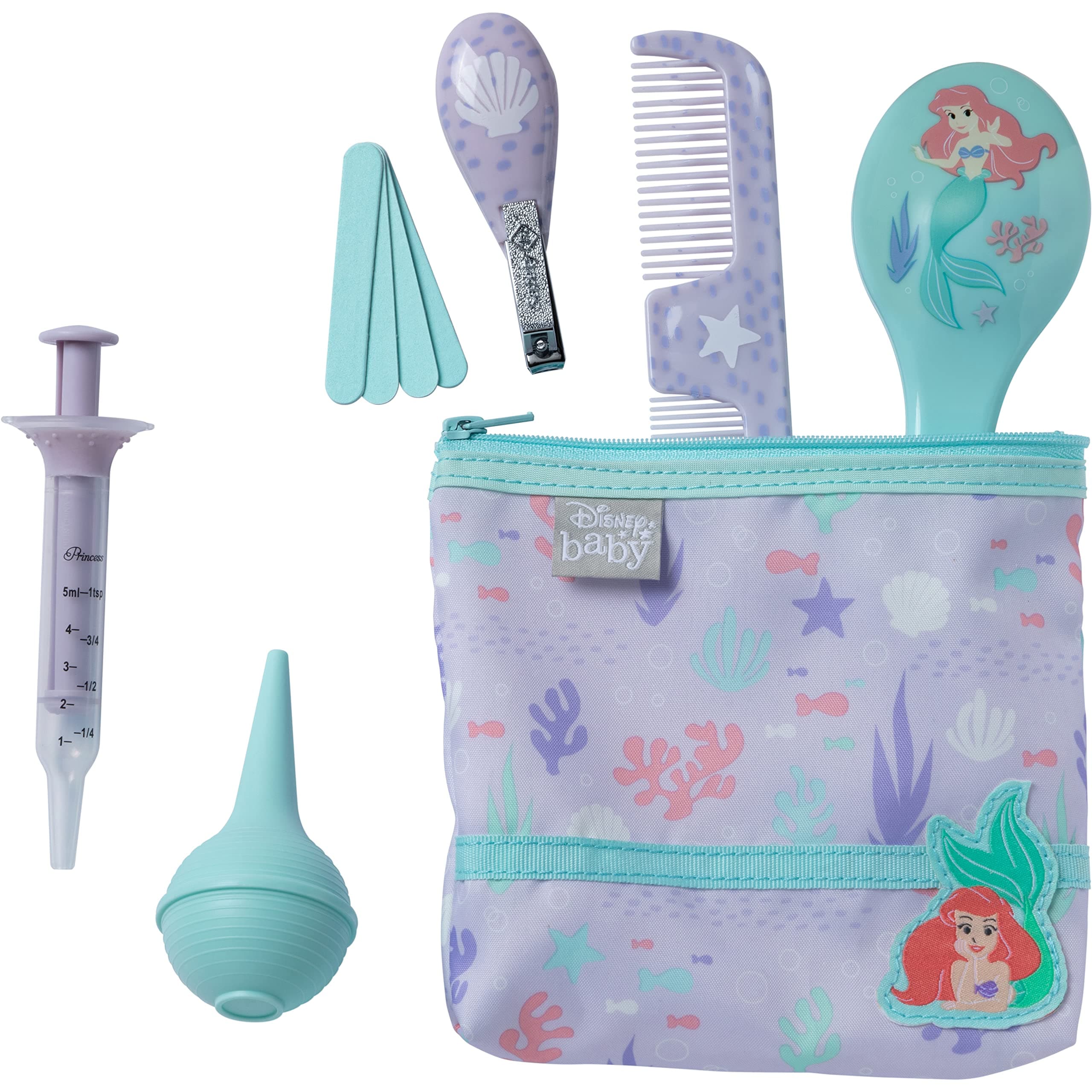 DisneyDisney Baby - Infant Health & Grooming Kit 10pc Set Includes: Brush, Comb, Nail Clippers, Medicine Syringe, Nasal, and Carry Case, Ariel
