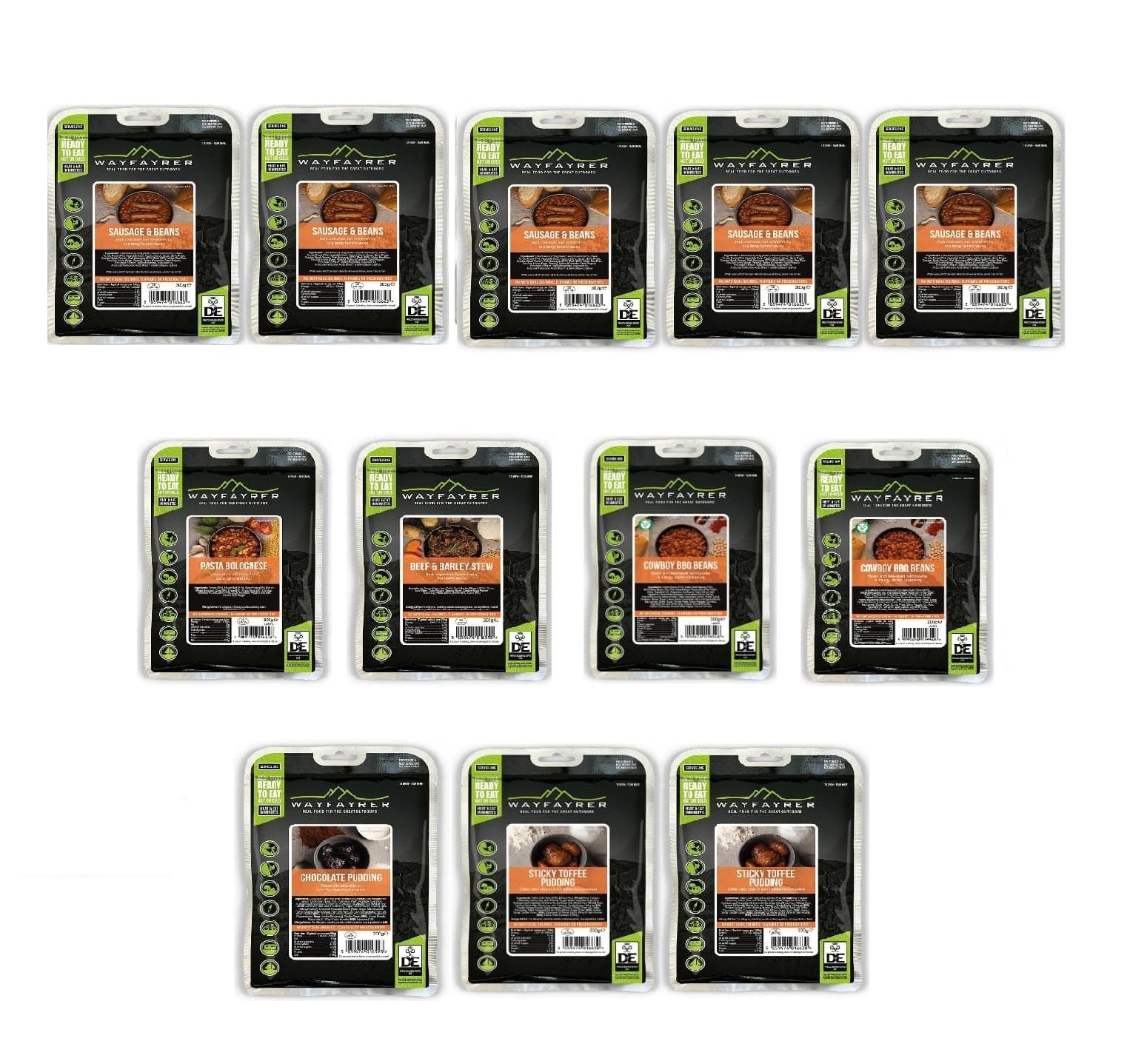 Wayfayrer DofE Gold Plus 4 Day Camping Food Expedition Pack – 12 MRE Boil in Bag Camping Meals with Carry Bag – Official Food Pouches of the D of E Award Scheme