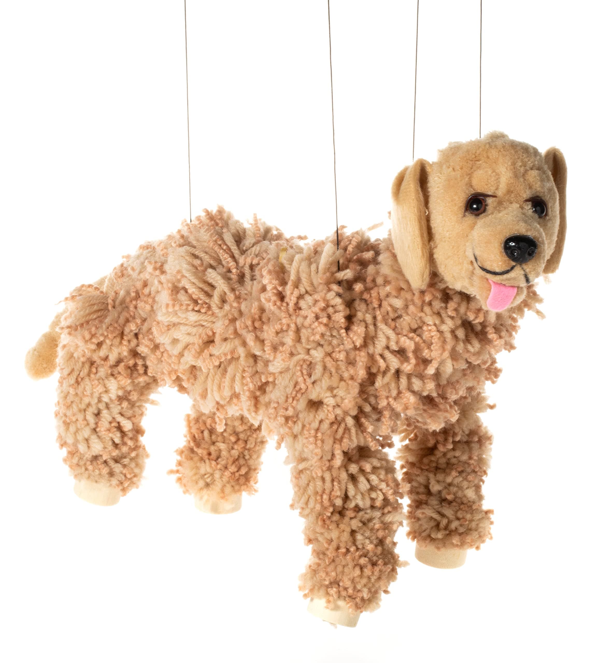 Artisan Owl Labrador Marionette Puppet - Yarn Dog with Wooden Feet, Detachable Strings (Brown)