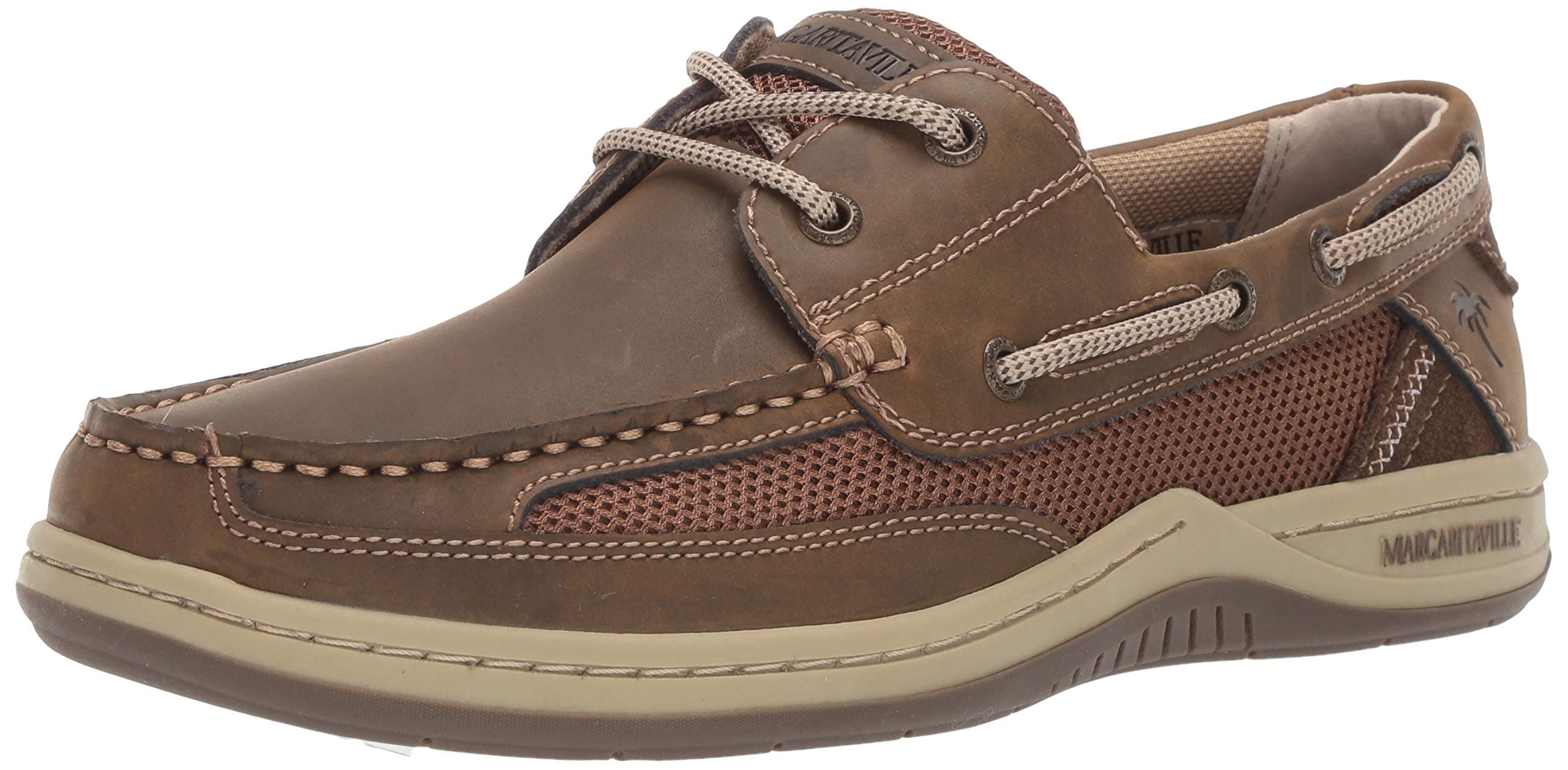 Margaritaville Mens Anchor Lace Boat Shoe, Light Tan, 9.5 US