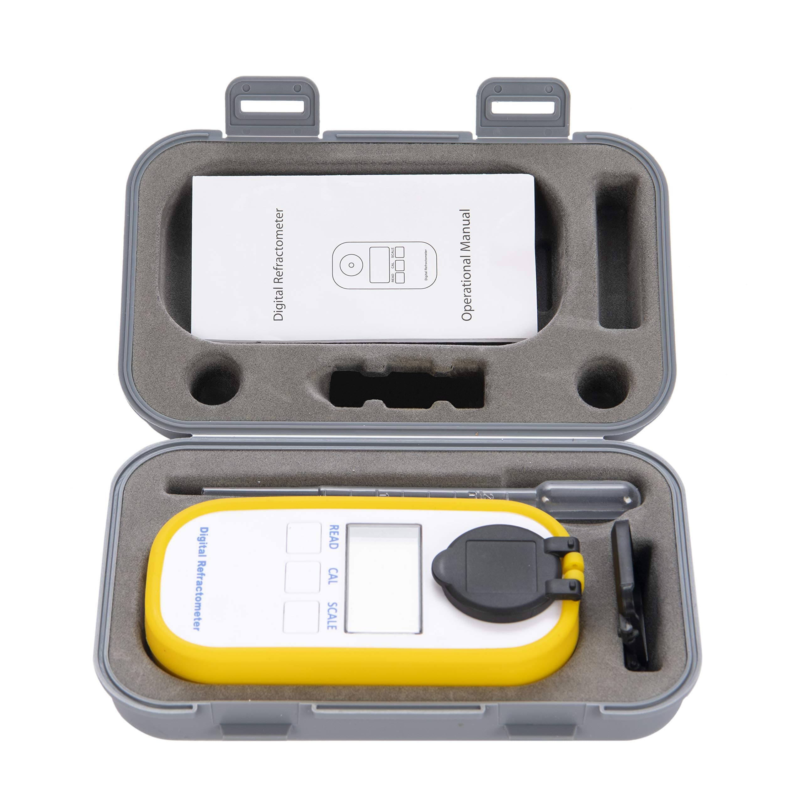 Beslands Refractometer Digital Sugar Concentration Meter Brix with BRIX Scale Display Temperature Compensation Multifunction Food Industry Agricultural Juice Fruit Refractomer