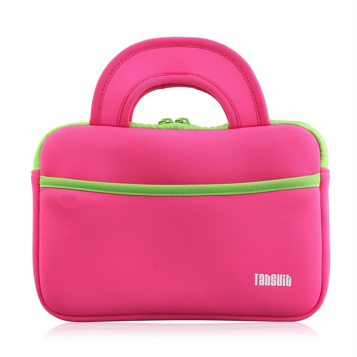 TabSuit Universal Neoprene Slim Sleeve Case Bag for 7 Inch Tablets Dragon Touch Y88X Kids Travel Carrying w/ Dual Handle and Accessory Pocket (Pink)