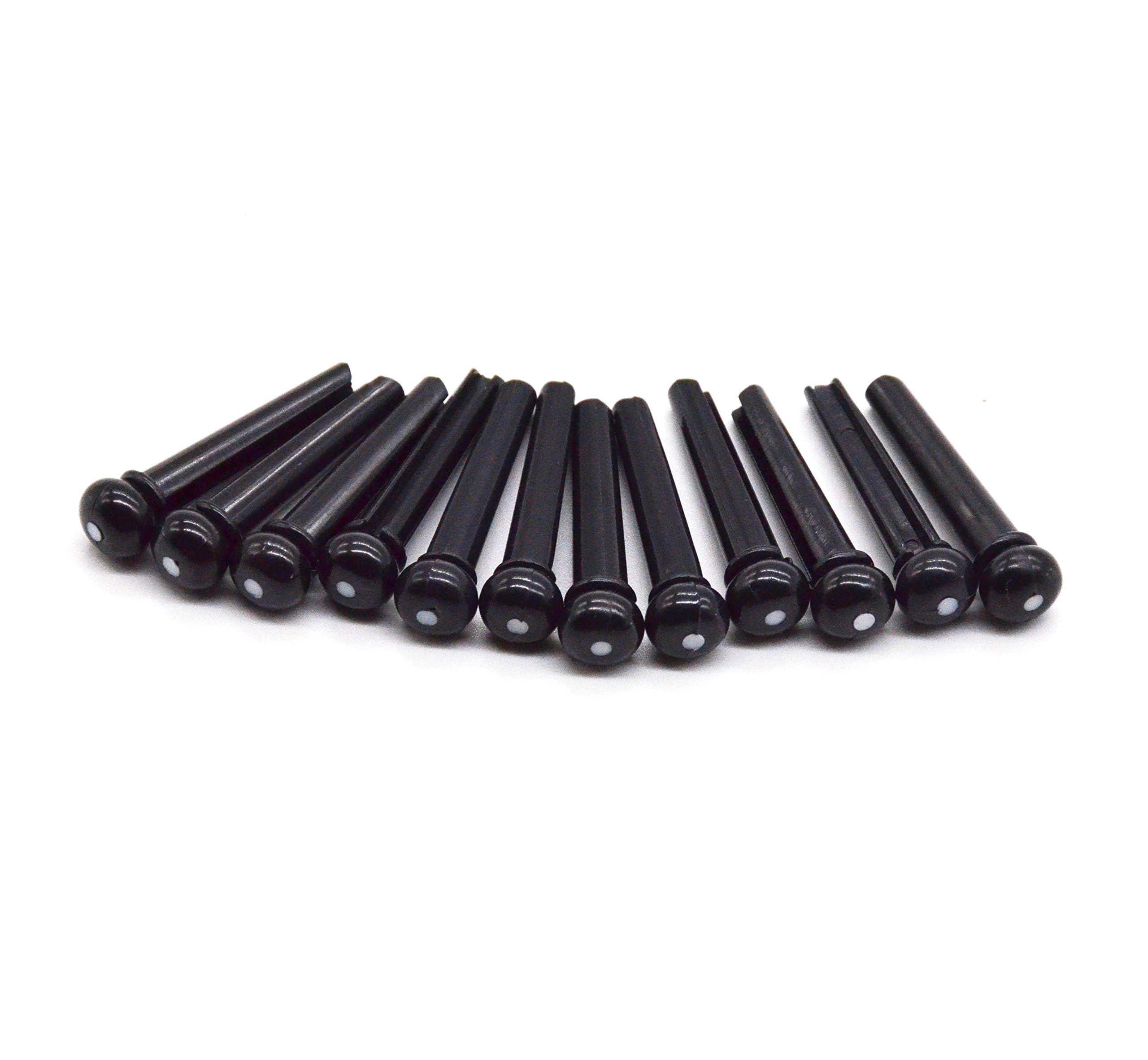 NXWVPC Bridge Pin Set,W Fashion Shop Acoustic Guitar Bridge Pin(Set of 12)(Black w/White Dot)