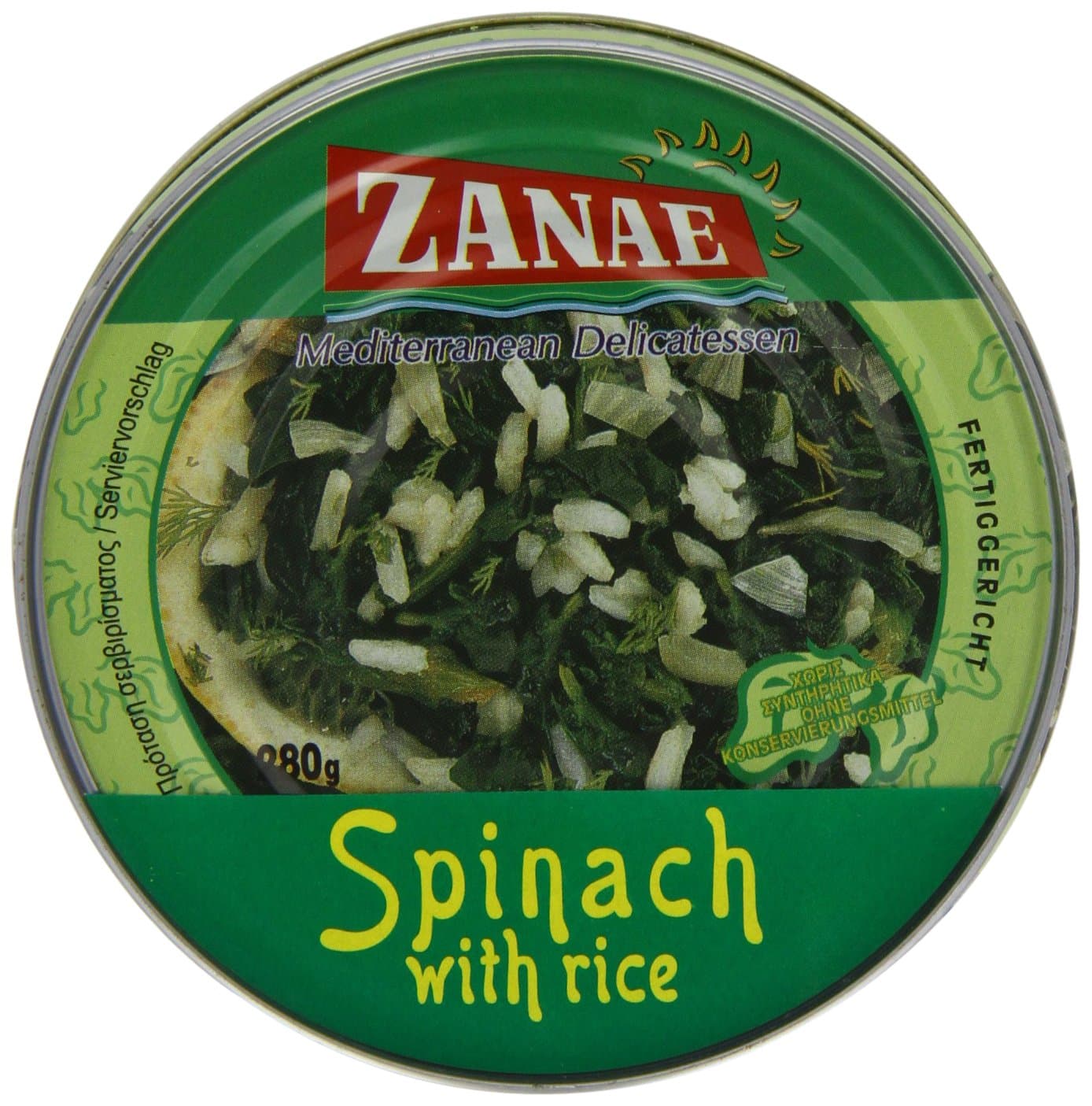 Zanae Spinach and Rice 280 g (Pack of 6)