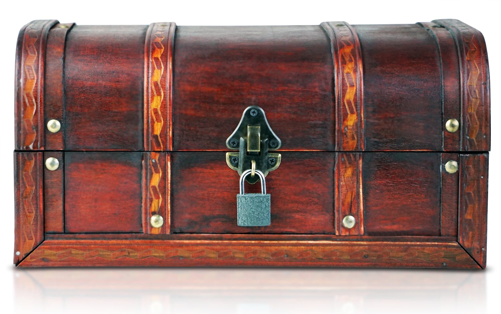 BRYNNBERG - Pirate Treasure Chest Storage Box Durable Wood & Metal Construction - Unique, Handmade Vintage Design With A Front Lock - Striking Decorative Element - The Best Gift (Barcelona)