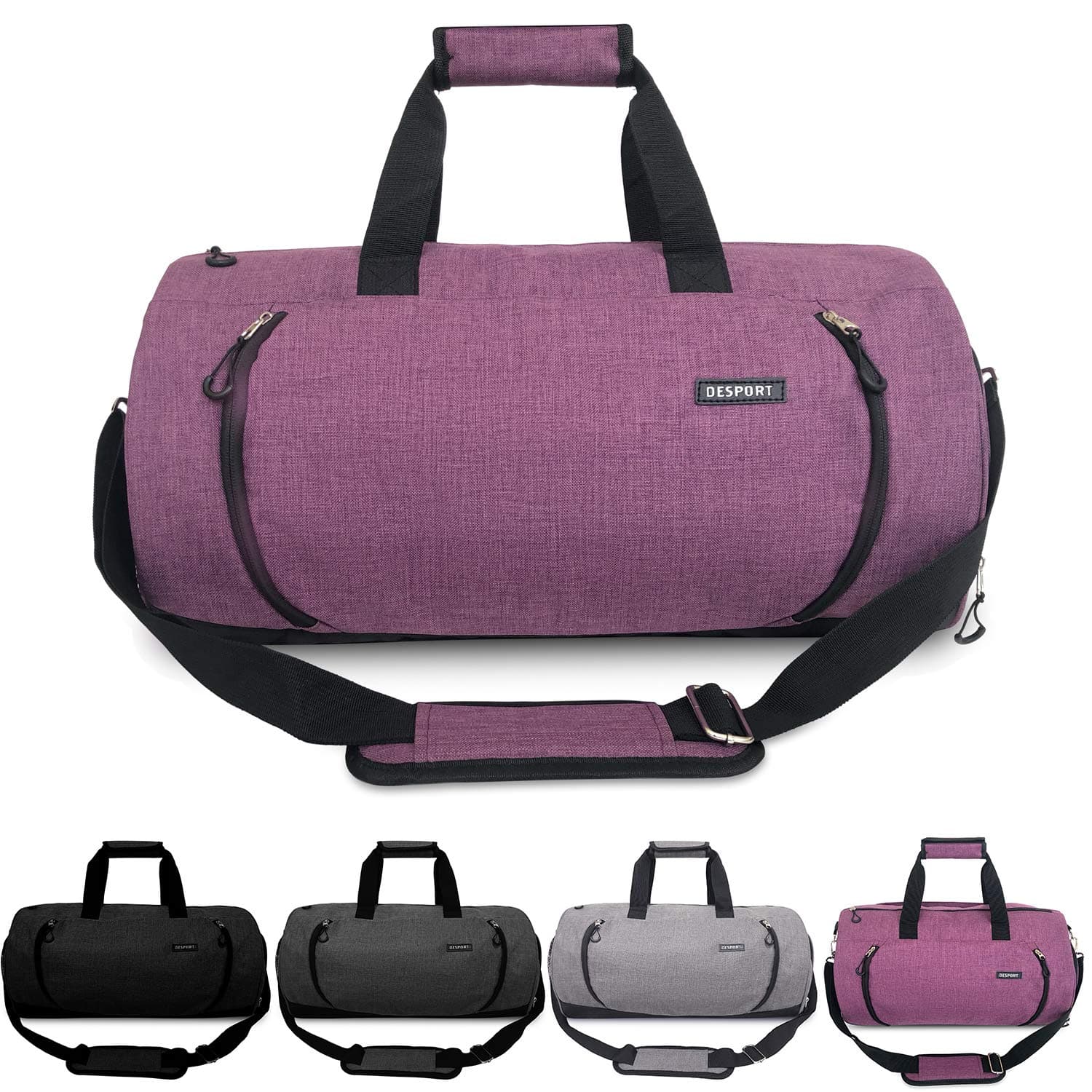 Updated 20'' Sports Gym Bag with Shoes Compartment & Wet Pocket Waterproof Travel Duffel Bag for Men and Women (Pink)