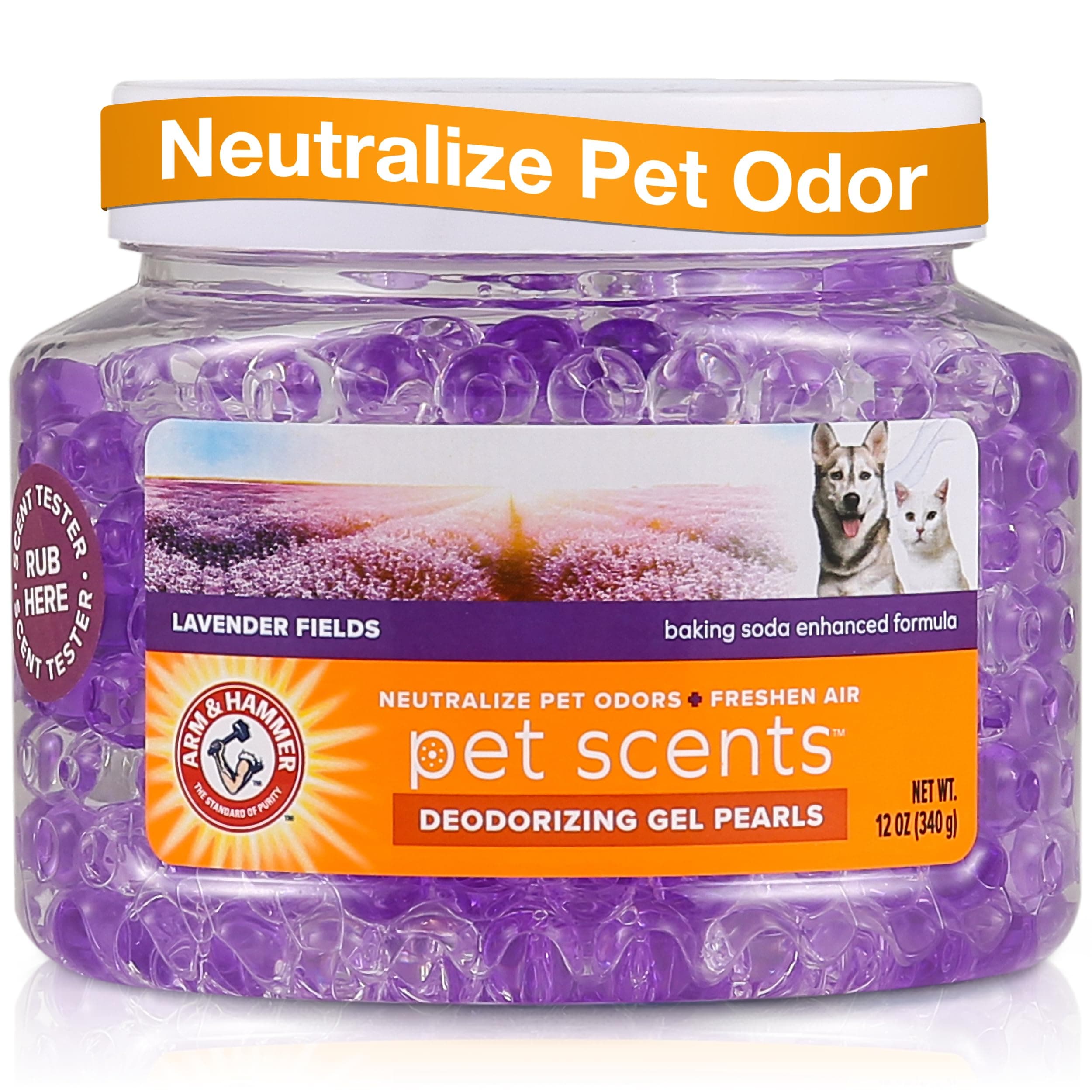 Air Freshener Gel - Pet Odor Eliminator with Baking Soda - Odor Absorbing Gel Beads for Cats & Dogs - Pet Deodorizer and Air Neutralizer for Home - Natural Freshness Lavender Fields 12 oz