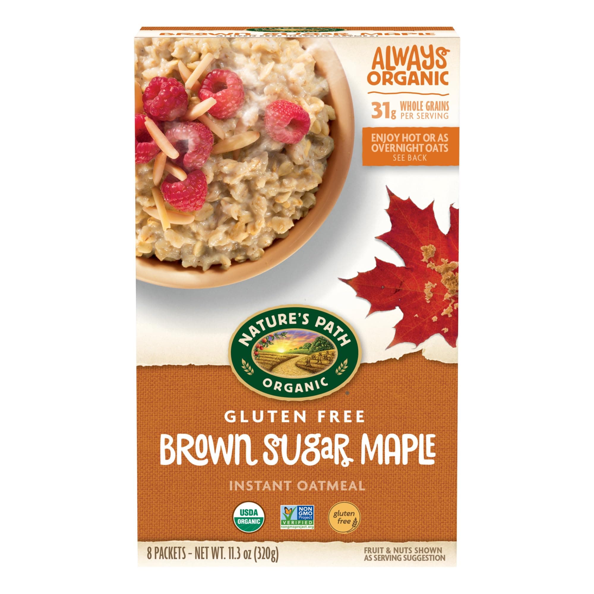 Nature's Path Organic Brown Sugar Maple Instant Oatmeal, 11.3 oz (Pack of 1), Gluten Free, Non-GMO