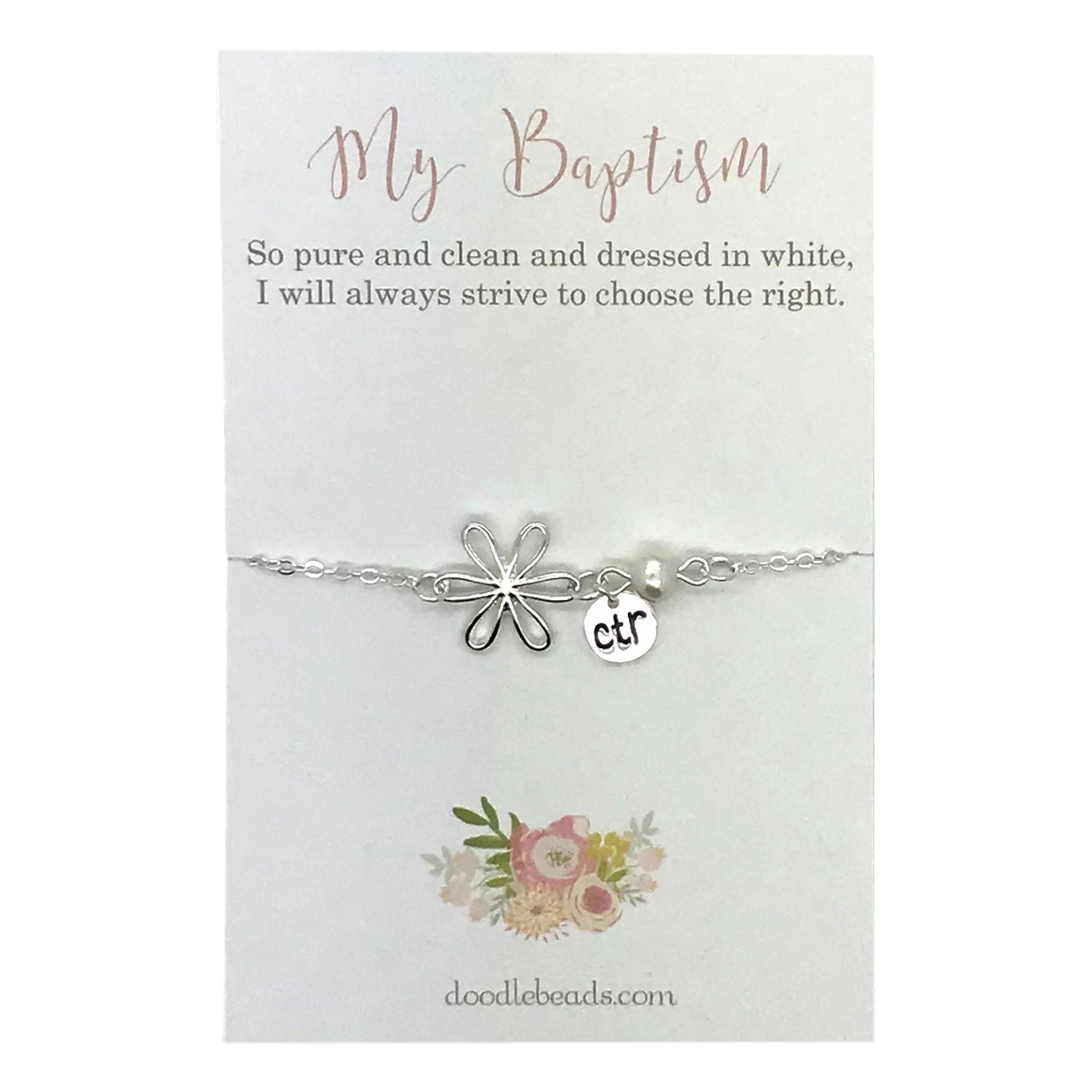 LDS baptism gift - CTR Flower Bracelet
