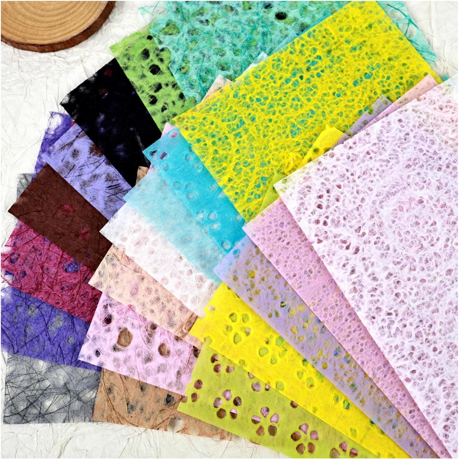 20 Sheets A5 Scrapbook Textured Paper, Variety Colors Scrapbooking Materials Mulberry Paper Sheets for Junk Journals, Collage, Art Journaling, Card Making, DIY Paper Craft