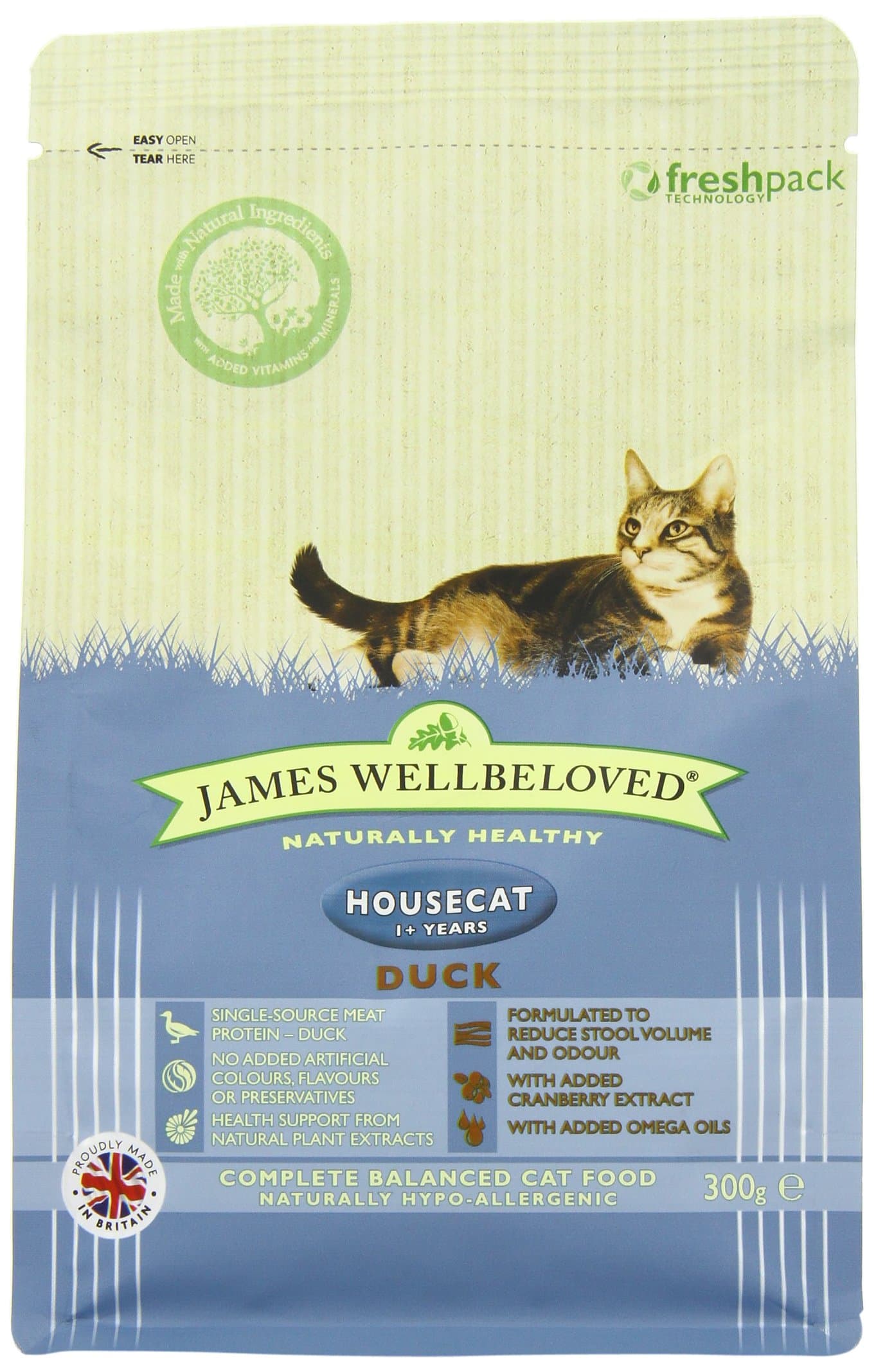 James Wellbeloved Duck and Rice House Cat Dry Cat Food 300 g