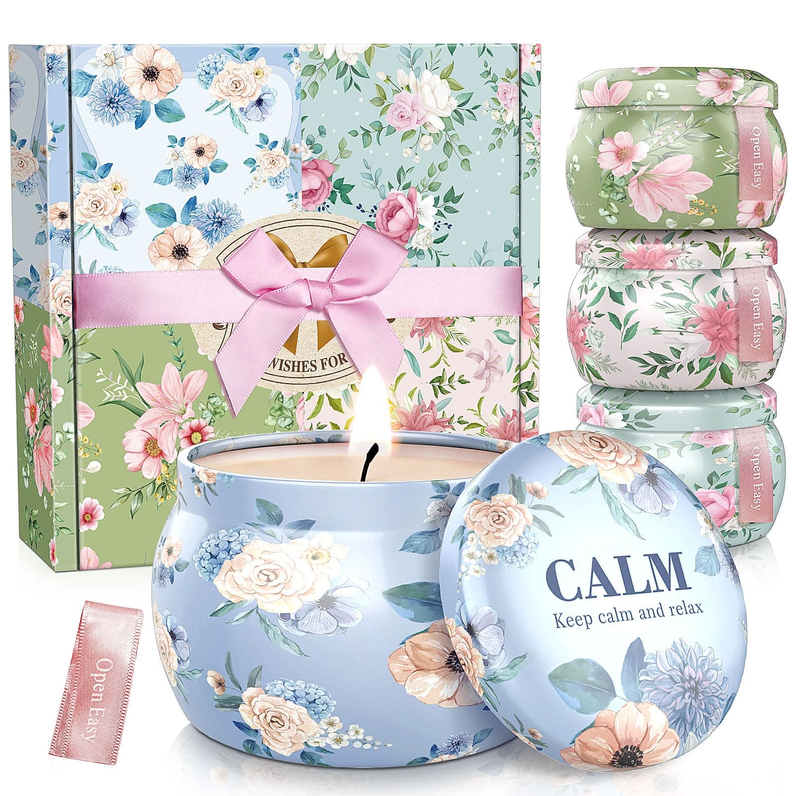 BlissfulOasis Scented Candles Set, 17.6 oz 4 Pack Home Scented Candles, 100-120 Hours Candle Set for Men and Women, Long Lasting Soy Wax Aromatherapy Gift for Birthday, Valentine's Day, Mother's Day