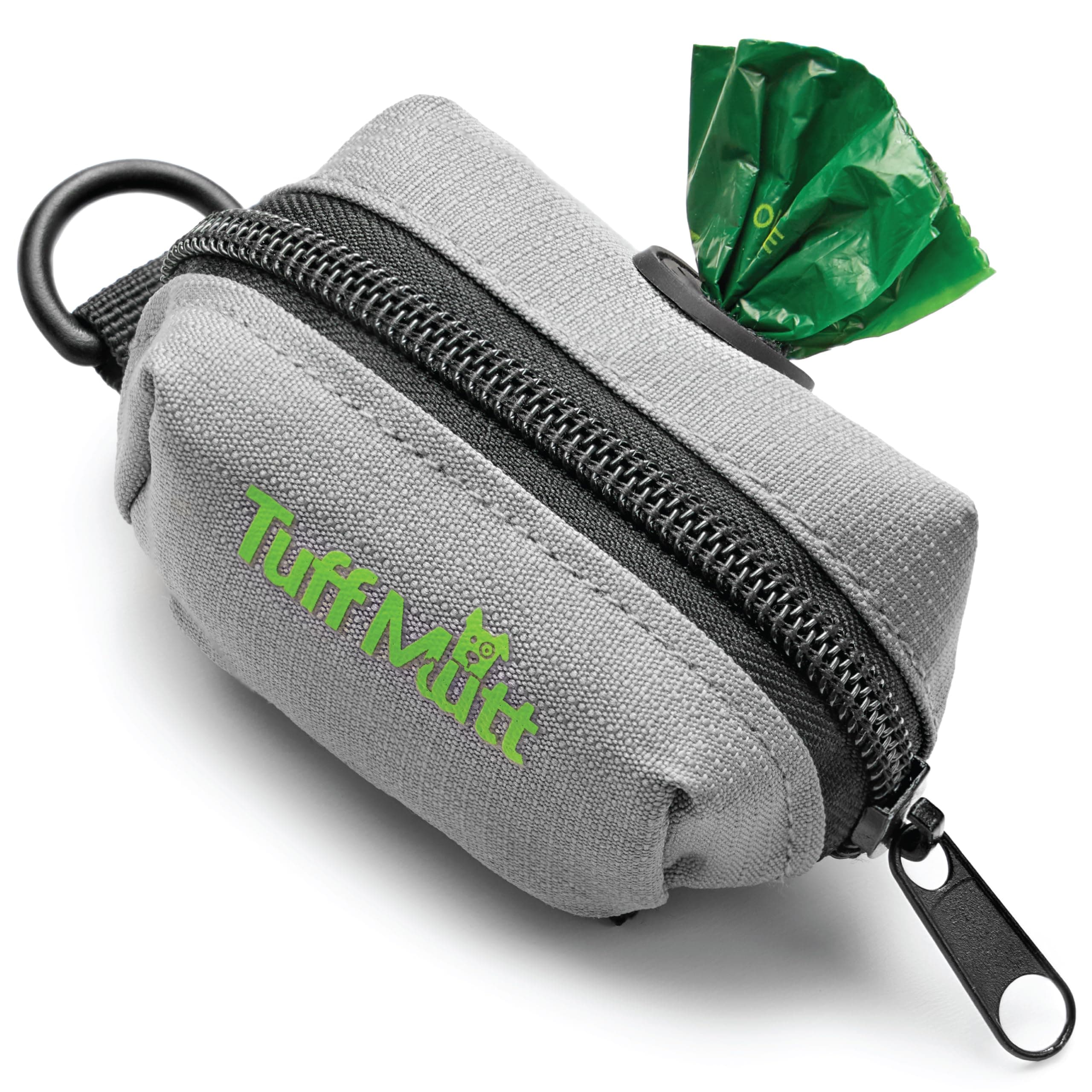 Tuff Mutt Poop Bag Holder Attaches to Dog Leash, Includes 1 Roll of Earth Rated Poop Bags, Waste Bag Dispenser and Lightweight Fabric. Makes a Great Walking, Running or Hiking Accessory