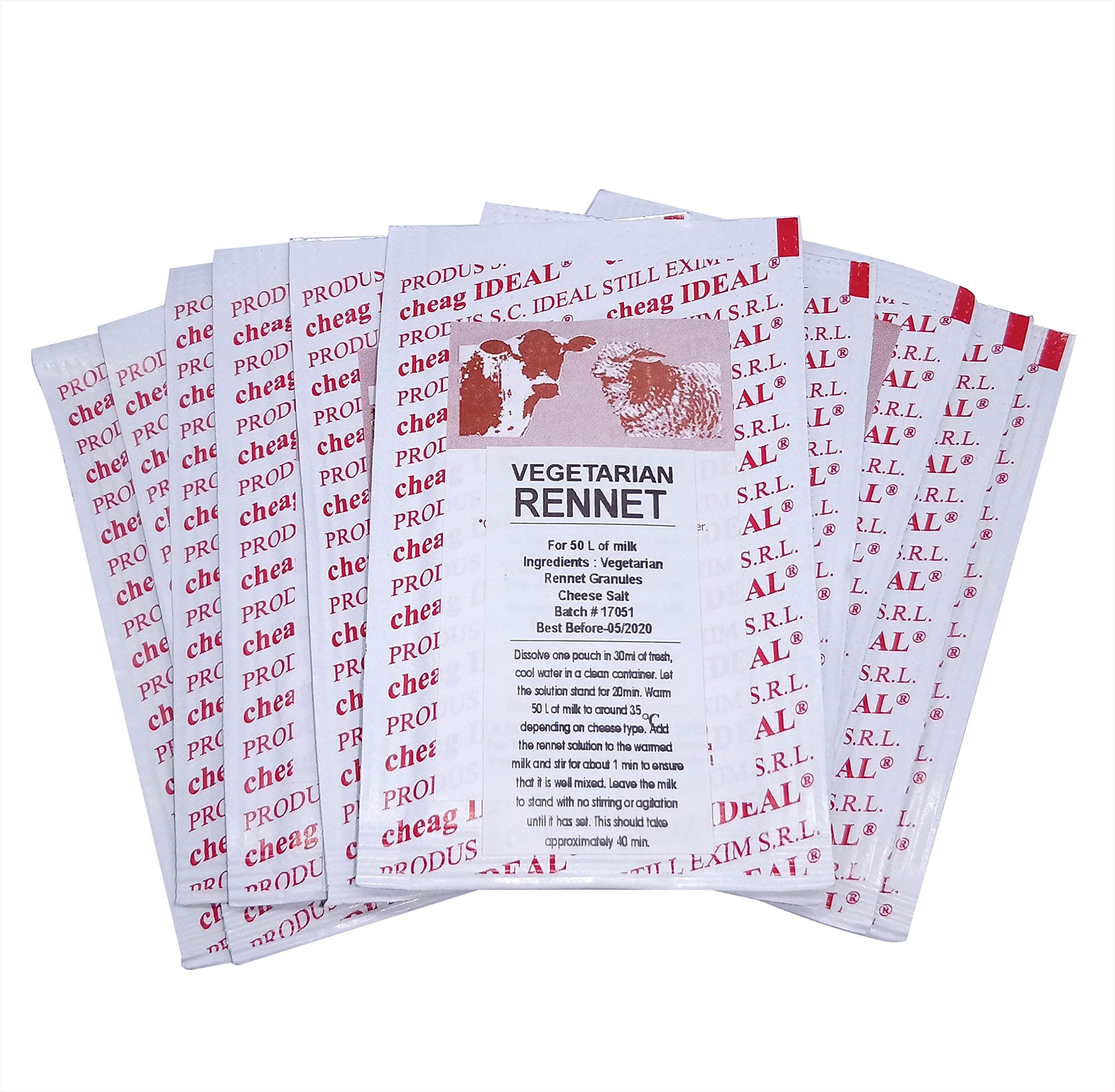 10 x Rennet & Cheese Salt Mix 4g Pouch for Any Type of Cheese 1 Pouch for 50 litres of Milk