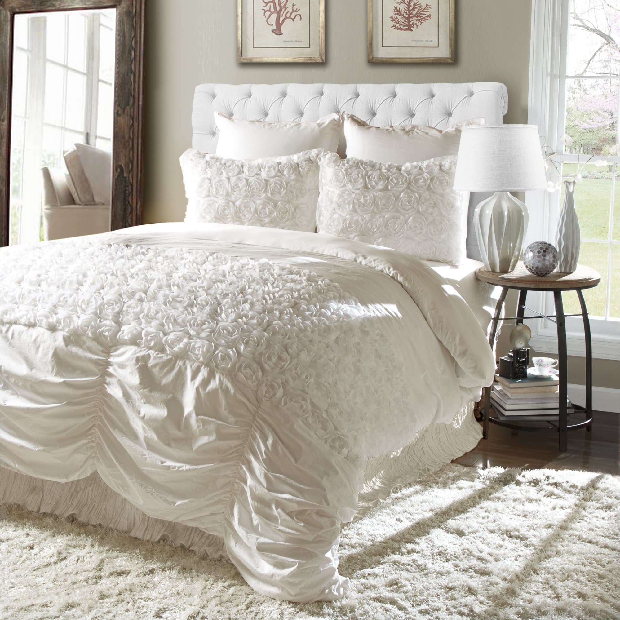 Lush Decor Rosemonde 5-Piece Comforter Set, King, Ivory