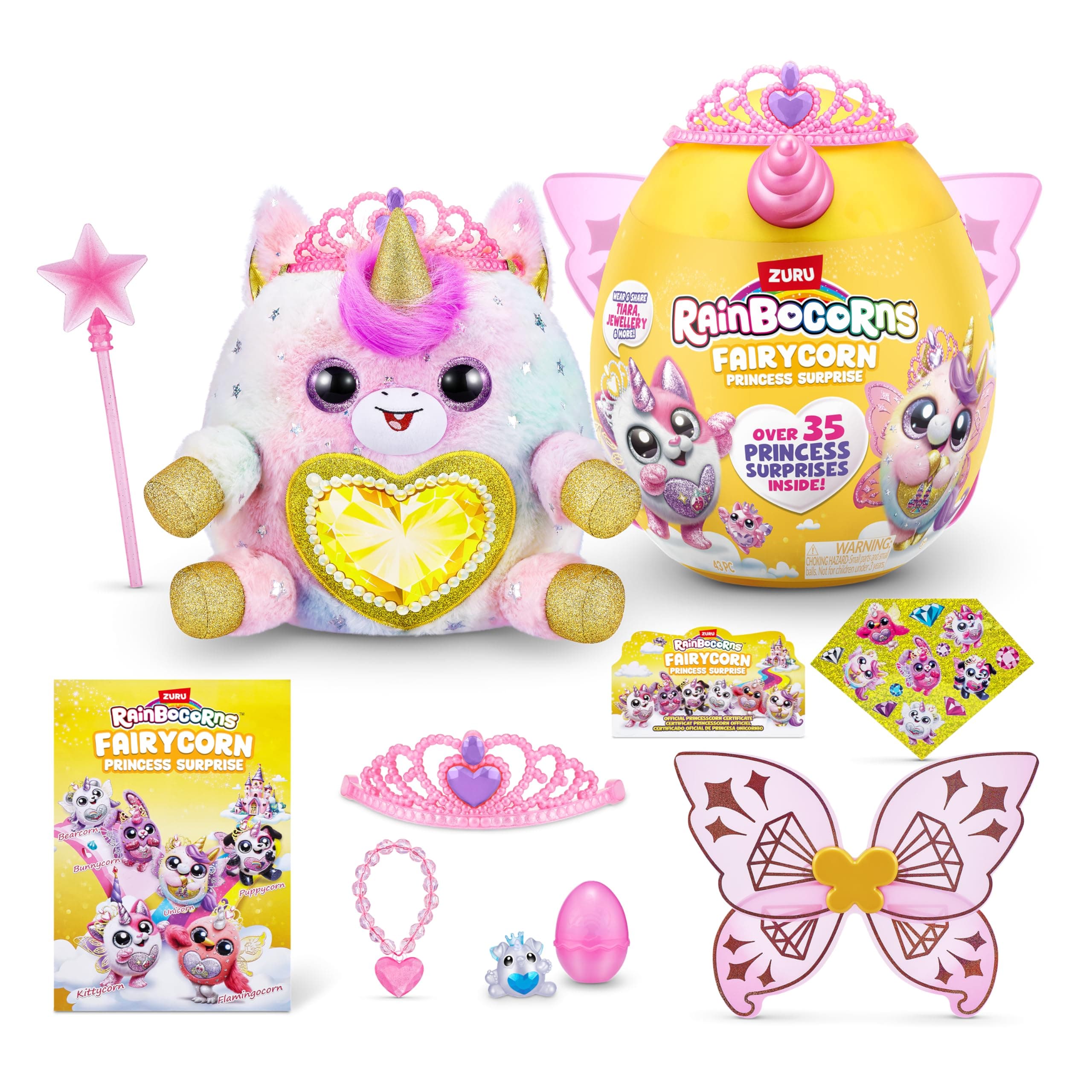 Rainbocorns Fairycorn Princess Series 6 Unicorn - Collectible Plush - Magical Fairy Princess Surprises, Cuddle Plush Stuffed Animal, Stickers, (Unicorn)