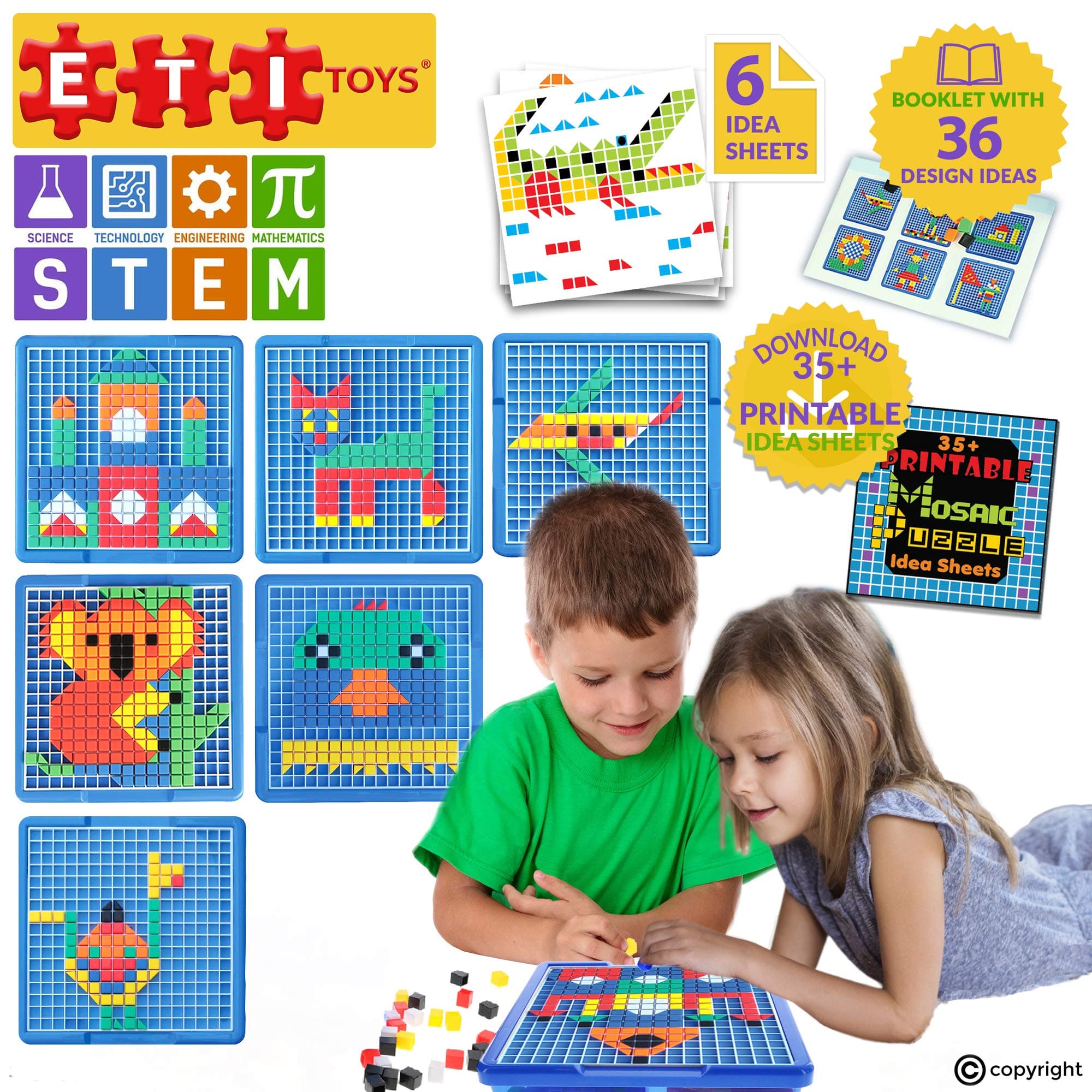 ETI Toys | Engaging Jigsaw Puzzle for 3, 4, 5 Yr Boys and Girls, 505 Piece Set, Endless Puzzles! 100% Non-Toxic Safe Materials, Fun Learning, Creativity & Skills Development! STEM Gift for 3-5 Yrs.