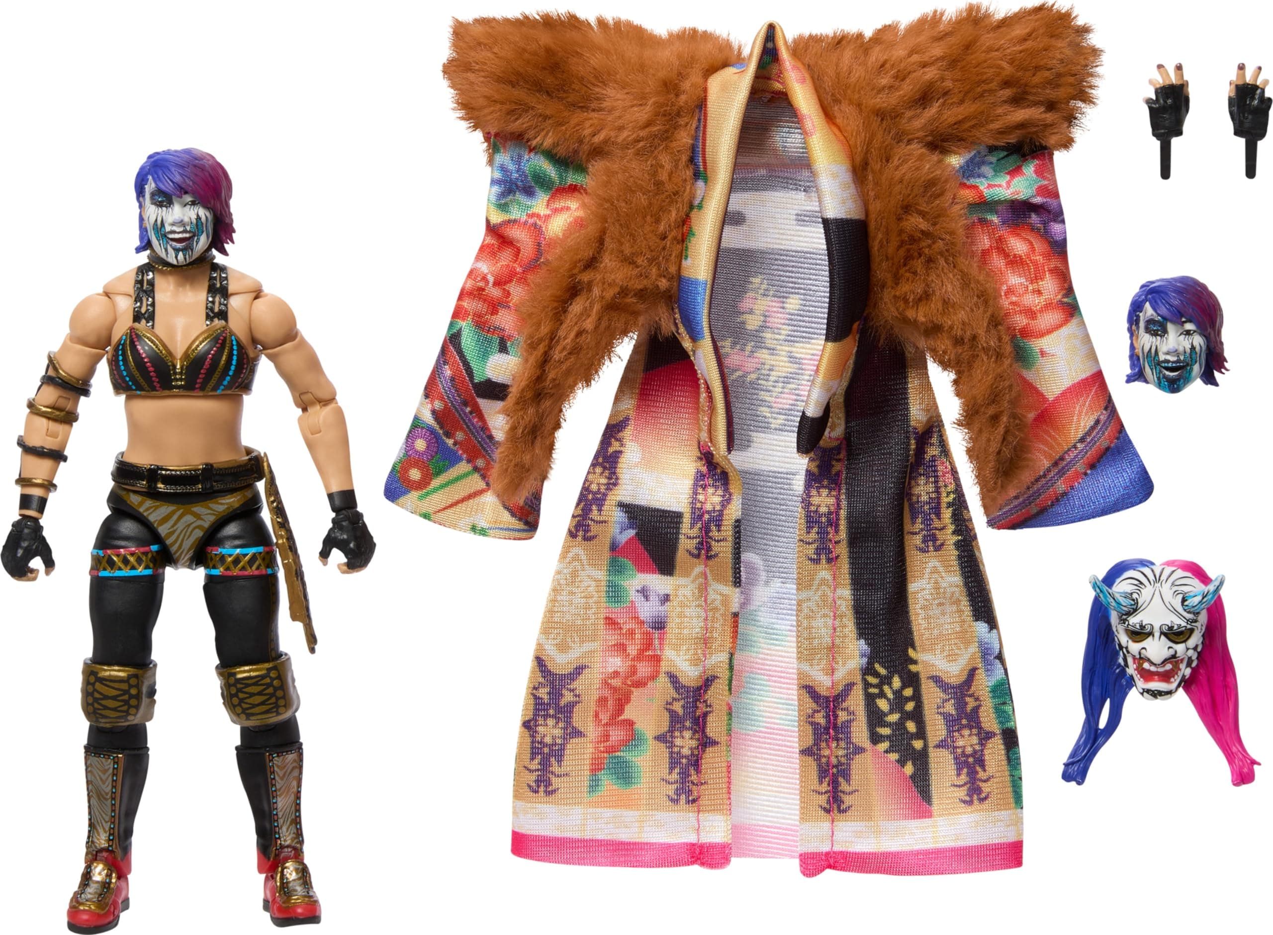 Mattel WWE Ultimate Edition Asuka Action Figure & Accessories, 6-inch Collectible Set, Swappable Heads & Hands, Entrance Gear & 30 Articulation Points, HWP53