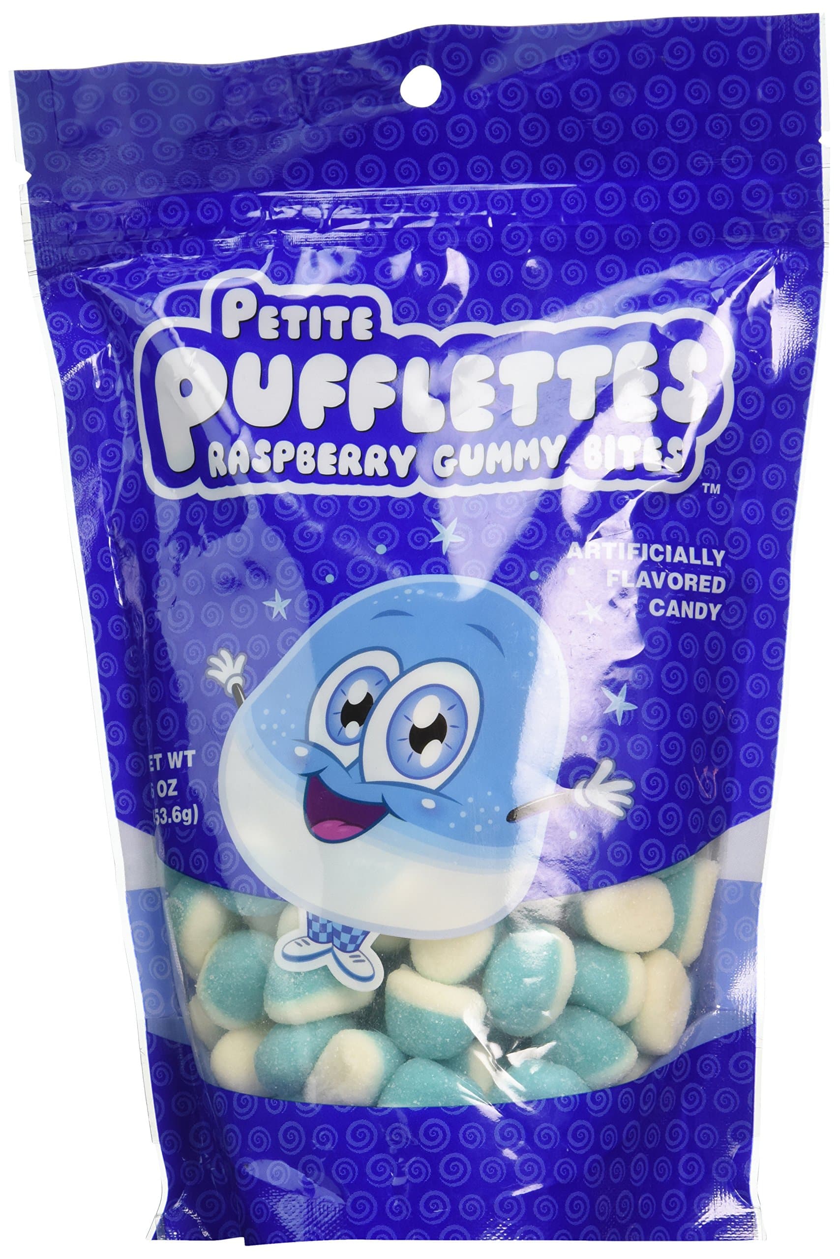 YumJunkie Petite Pufflettes Gummy Bites, Blue Raspberry, 1 Pound