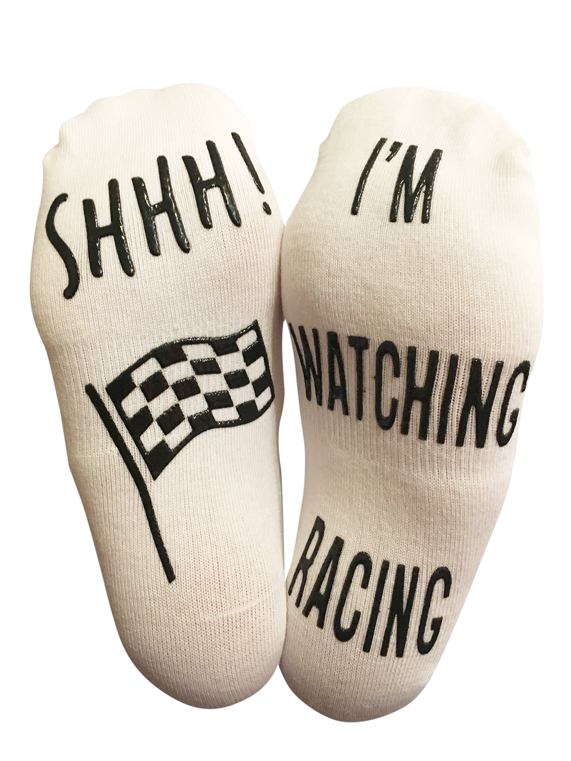 Shhh I'm Watching Racing' Funny Novelty Socks For Those People That Love Racing (Ankle Lounge Socks)