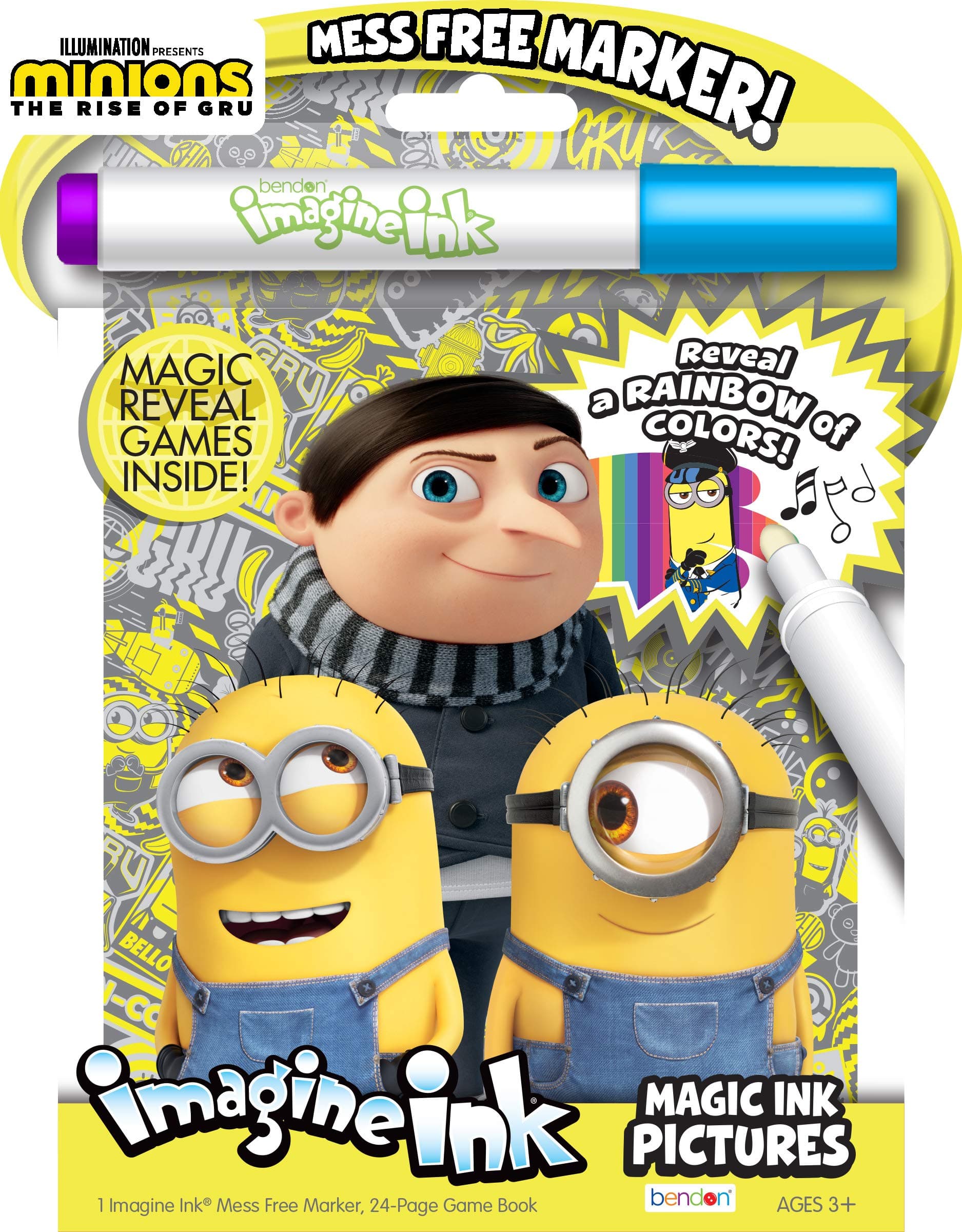 Minions the Rise of Gru 24 Page Imagine Ink with Mess Free Marker