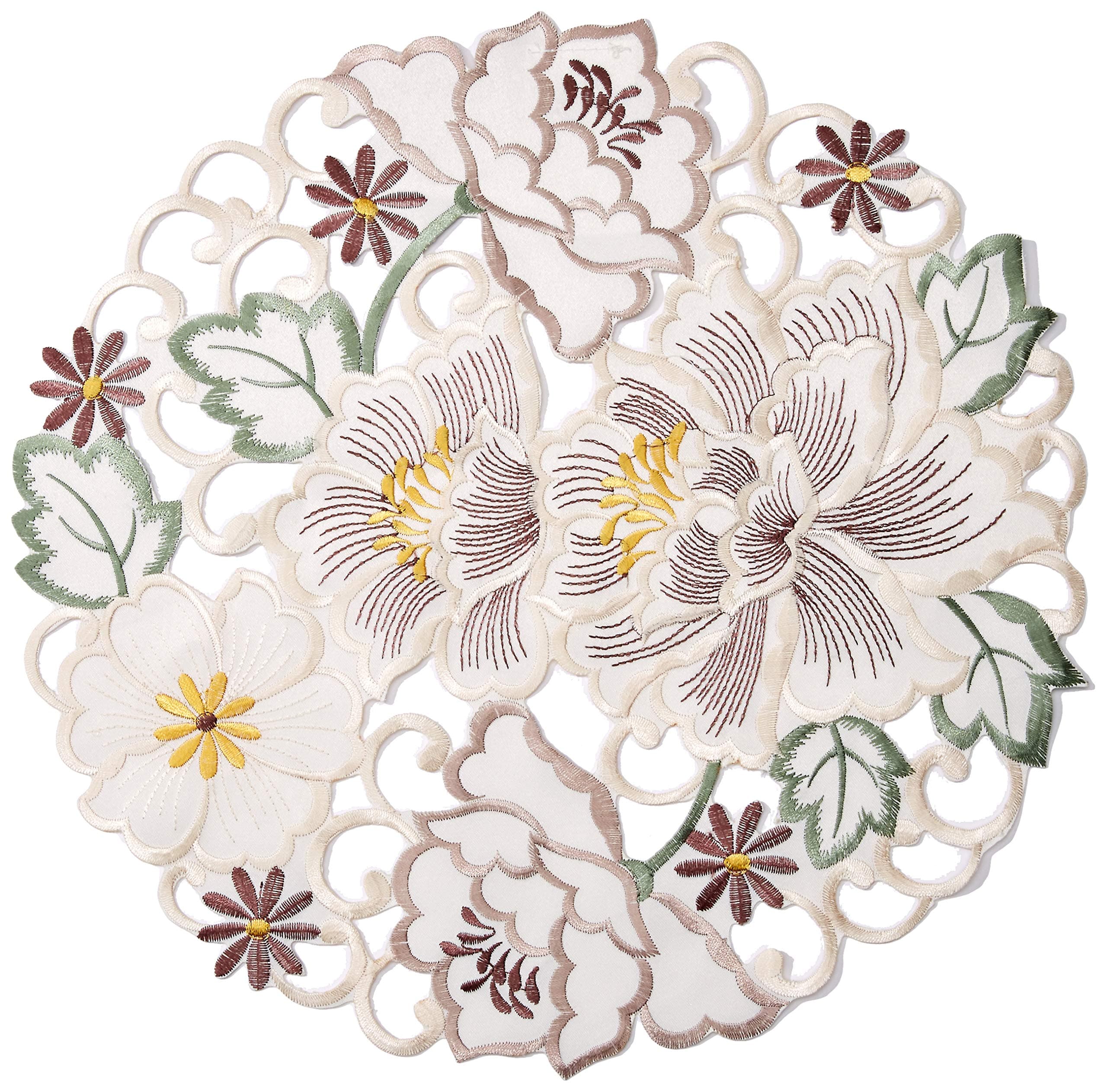 EcoSol Designs Flowery Table Placemats (15" Round, Fall Colors) 4-Pack