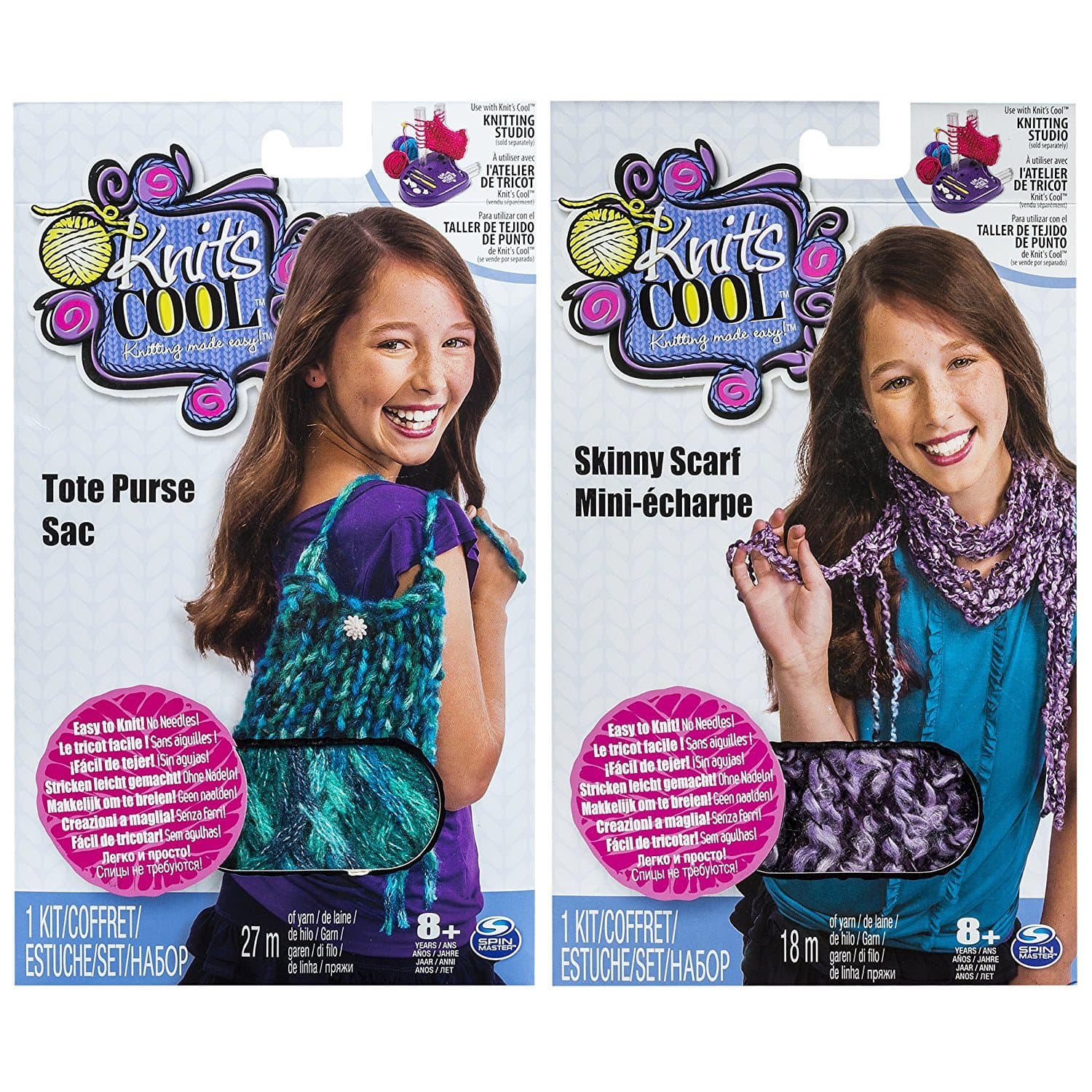 Knits Cool Projects Set of 2: Skinny Scarf and Tote Purse Bundle