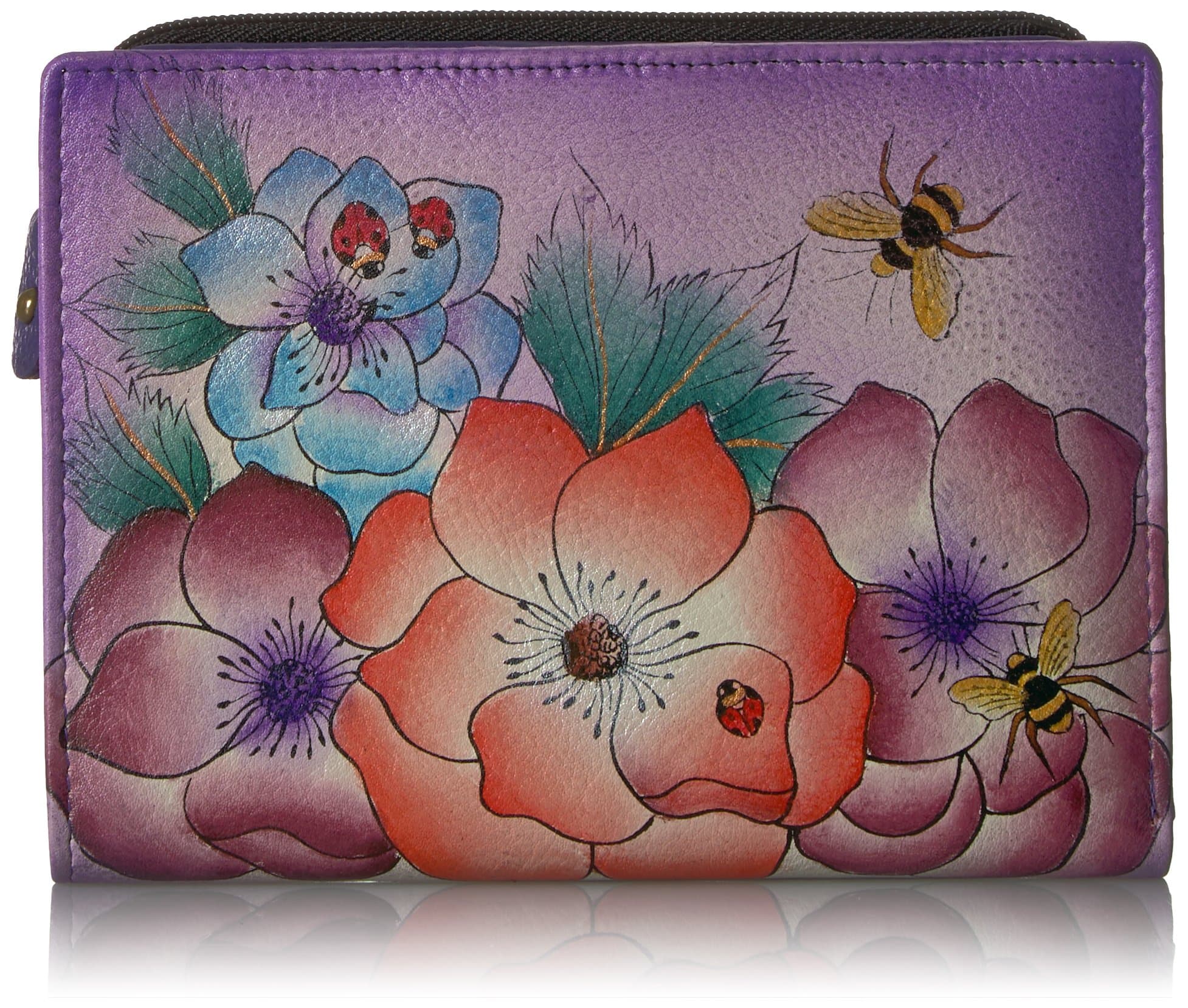 Women's Hand-Painted Genuine Leather Two Fold Clutch Wallet