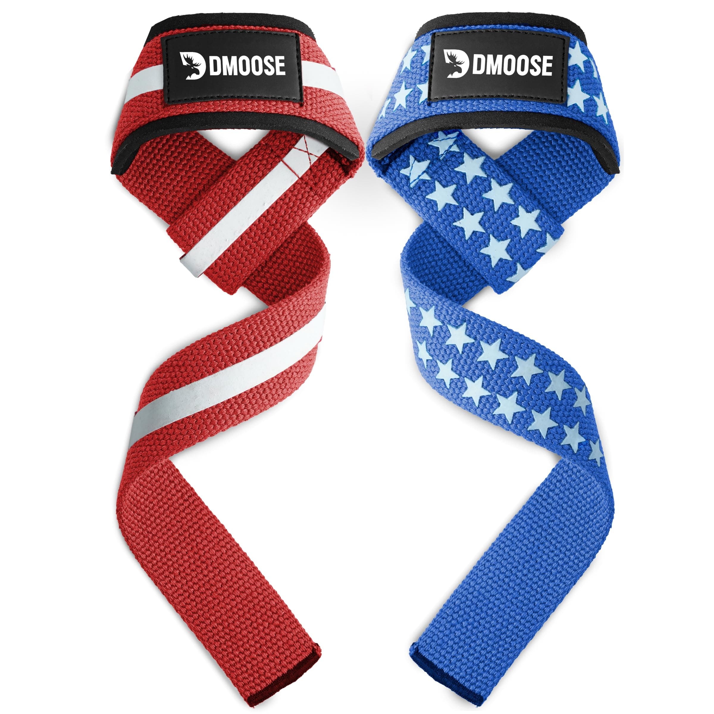 DMoose® Lifting Straps - 4mm Neoprene Padded Wrist Straps for Weightlifting & Powerlifting - Cotton Lifting Strap with Silicone Grip for Men & Women - Durable Deadlift Strap for Gym Workout