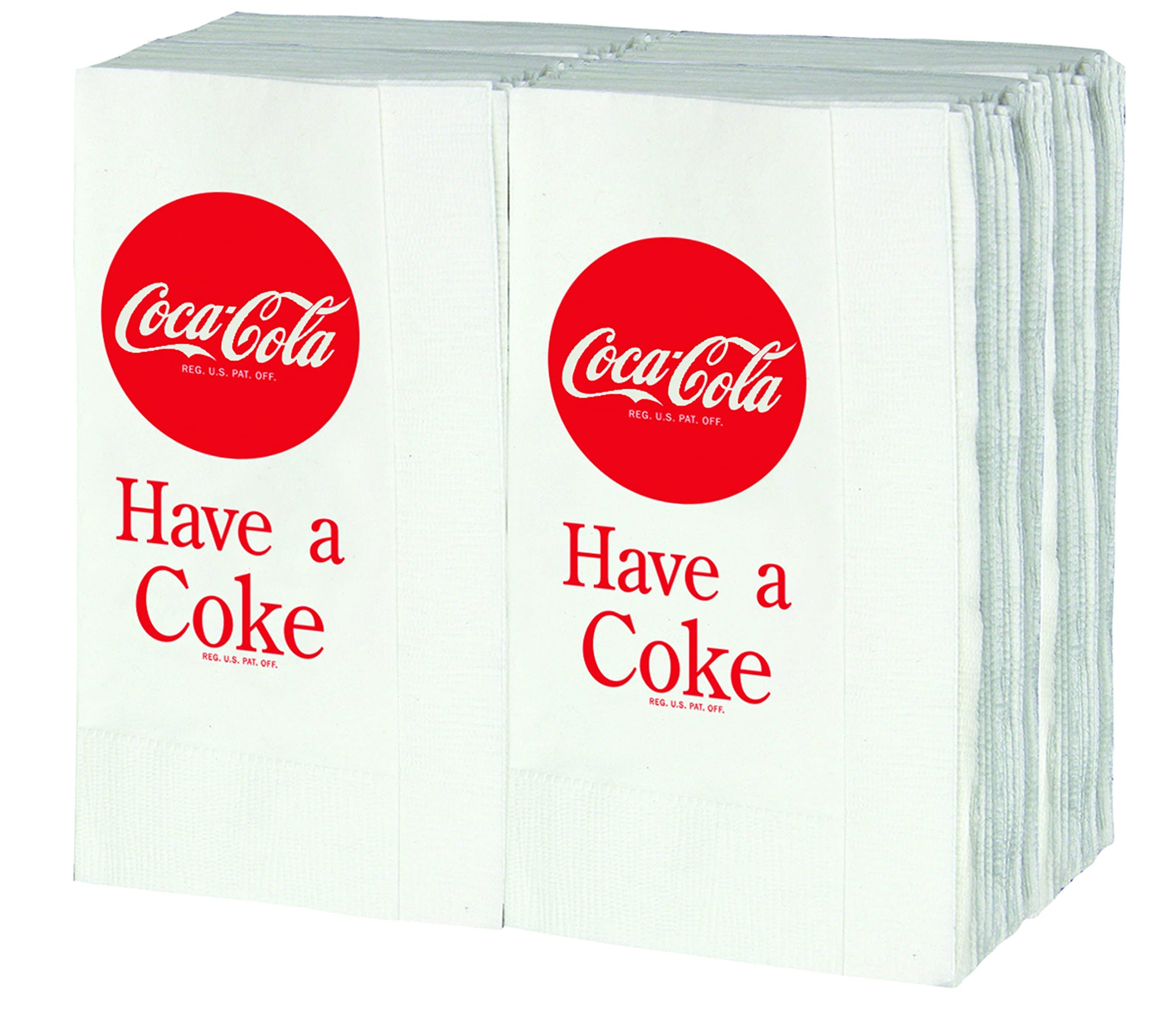 CC380 Coca-Cola Logo Printed Napkins (100 Pack), Red Paper Napkins 13”x13”, Beverage Napkins, Luncheon Napkins, Square Napkins for Restaurants, Cafes, Catering, Parties, and Everyday Use