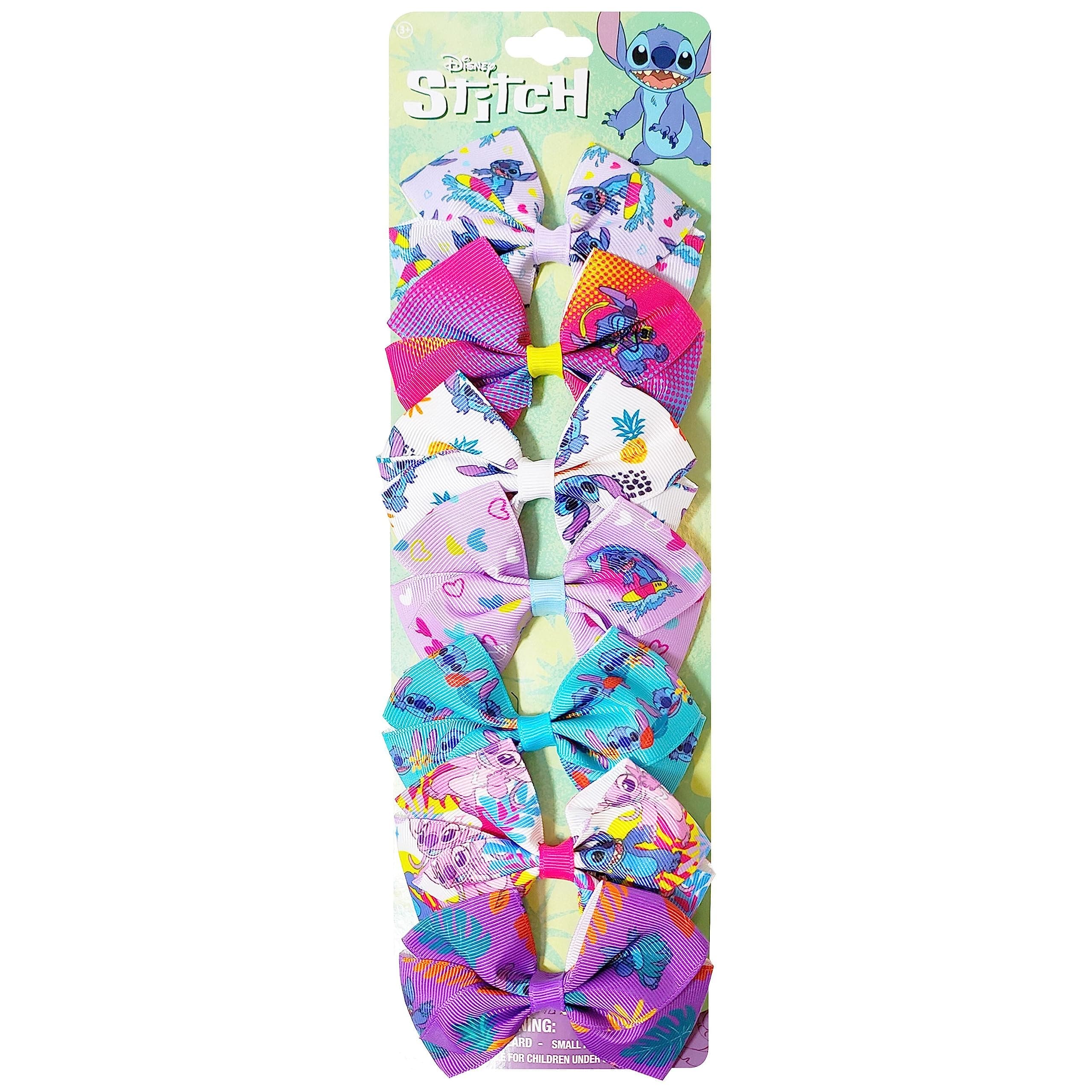 LUV HER Disney Stitch Hair Bows - 7 Pcs 4 Inch Bow Bundle - Hair Accessories Gift Set - Alligator Clip - Ages 3 +