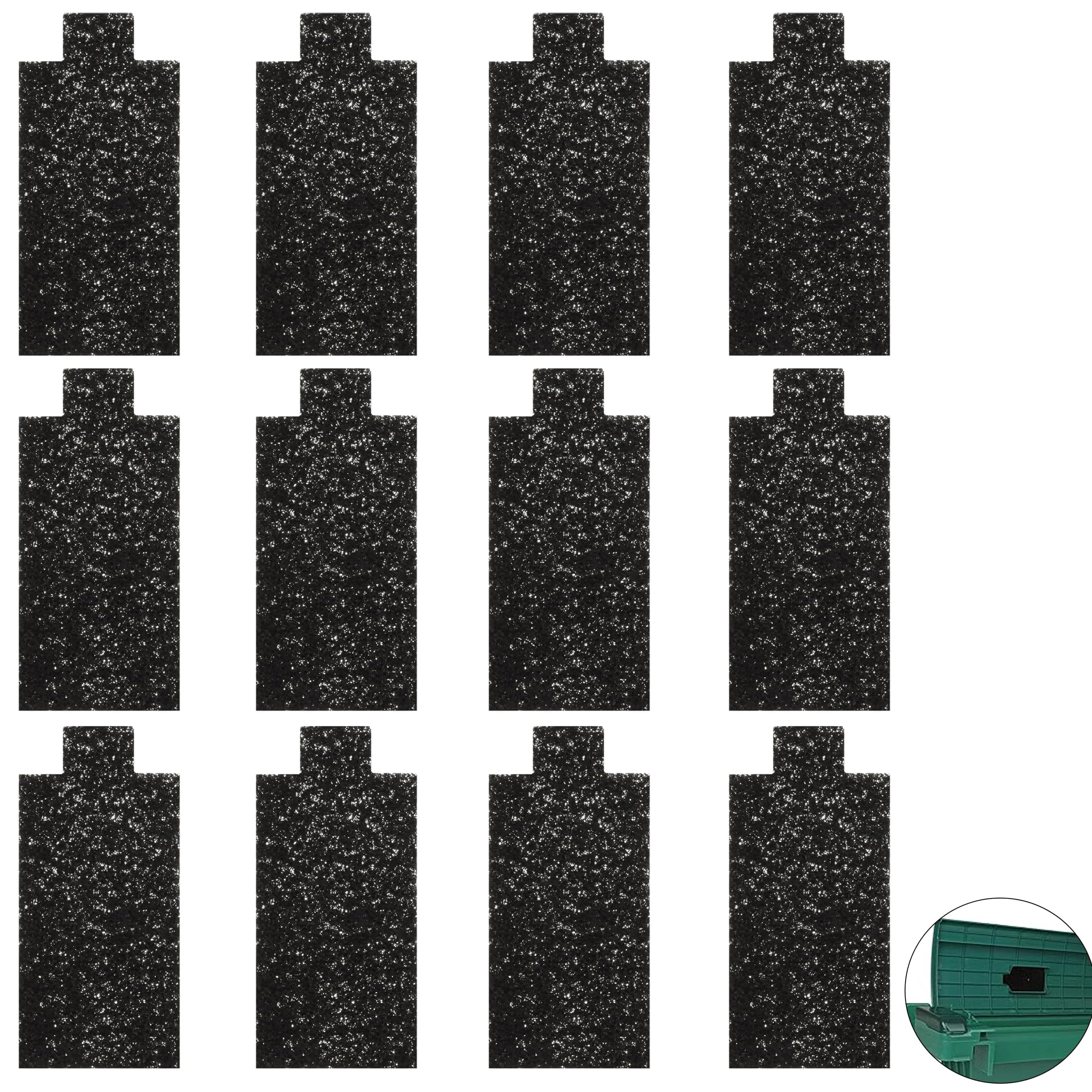 VIKOS Products (12-Pack, Black) Carbon Cotton Cat Litter Box Replacement Filt...