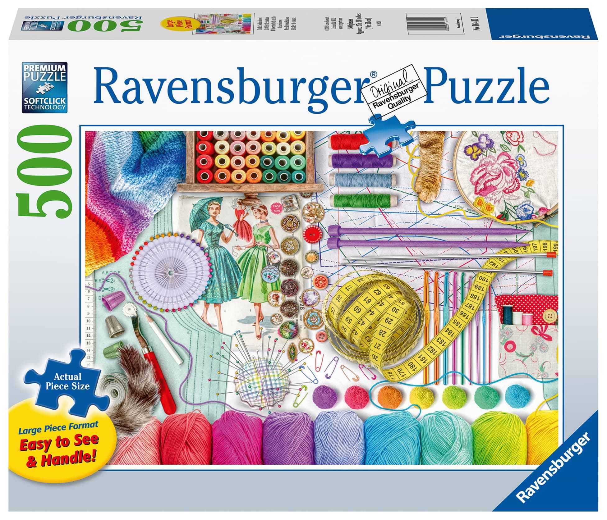 16440 Needlework Station - 500-Piece Jigsaw Puzzle | Large, Easy-to-Handle Pieces | Unique Softclick Technology | Ideal for Adults