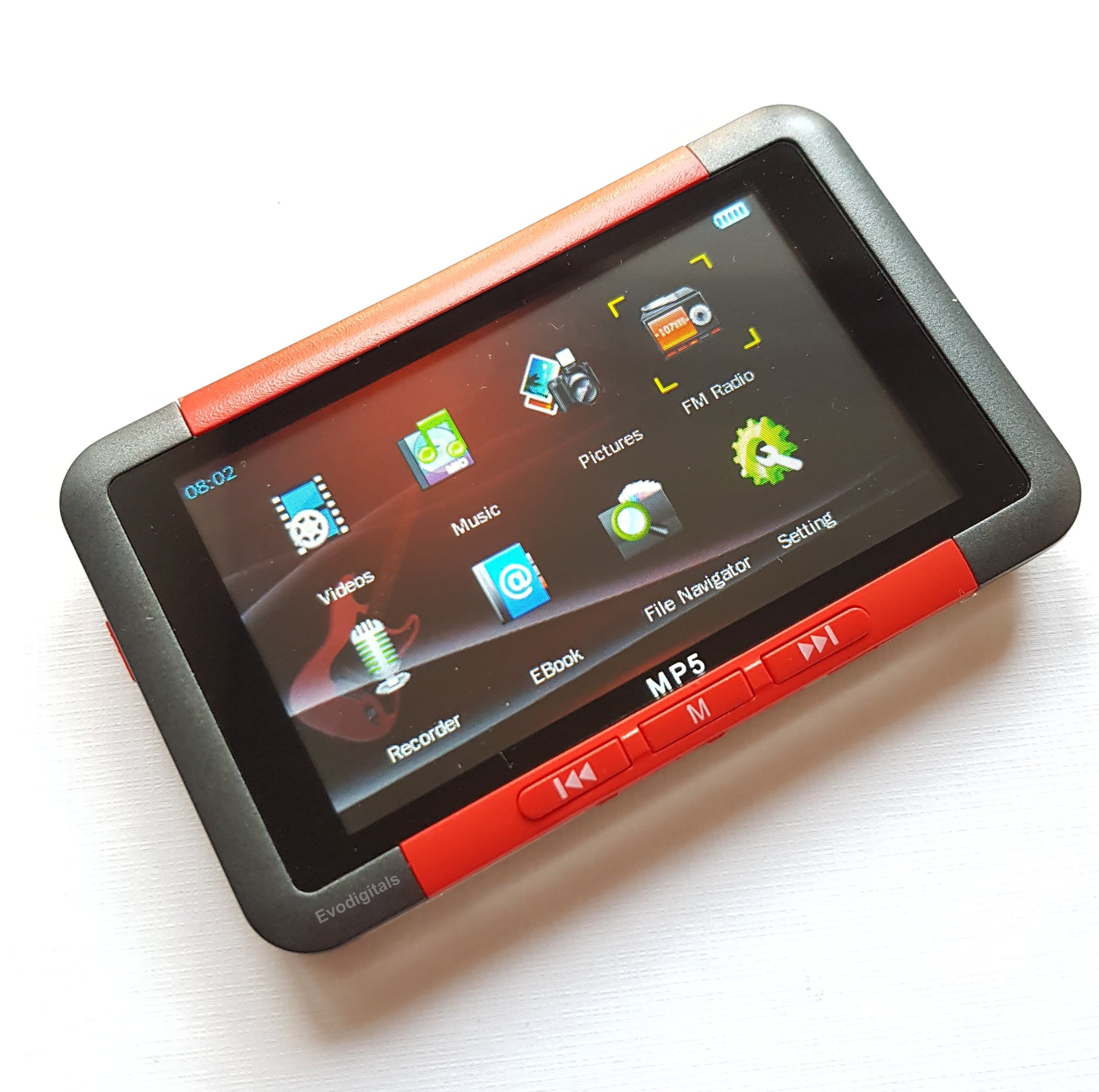 EvoDigitals Red 32GB 3" Direct Play MP3 MP4 MP5 Player - Videos | Music | Pictures | Ebooks | FM + More!