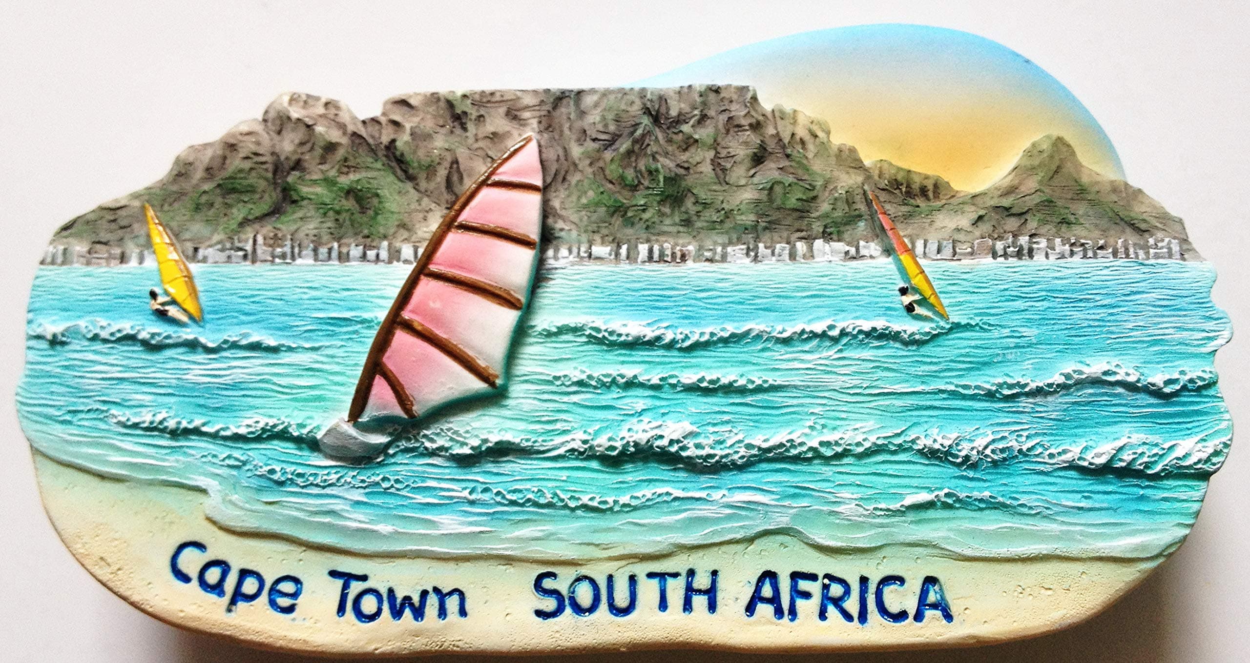 WitnyStore Tiny Table Mountain and Cape Town, South Africa Tourist Attractions Resin Refrigerator Magnet Traveler Souvenir Gift Memento 3D Fridge Magnets