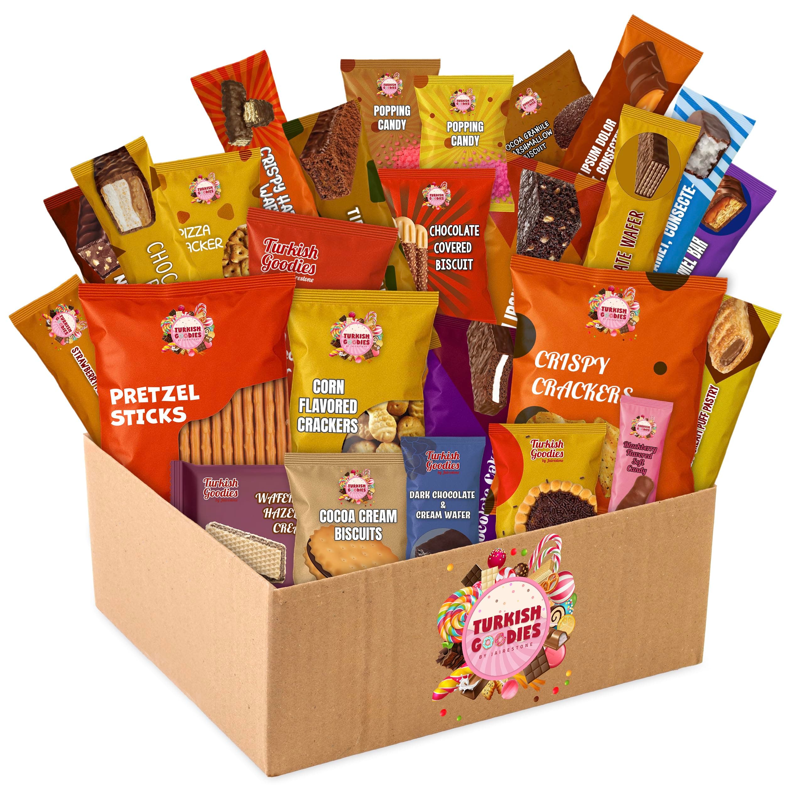 World Snacks Variety Pack - A Taste of Turkish & International Treats - 32oz Halal Box - 23ct