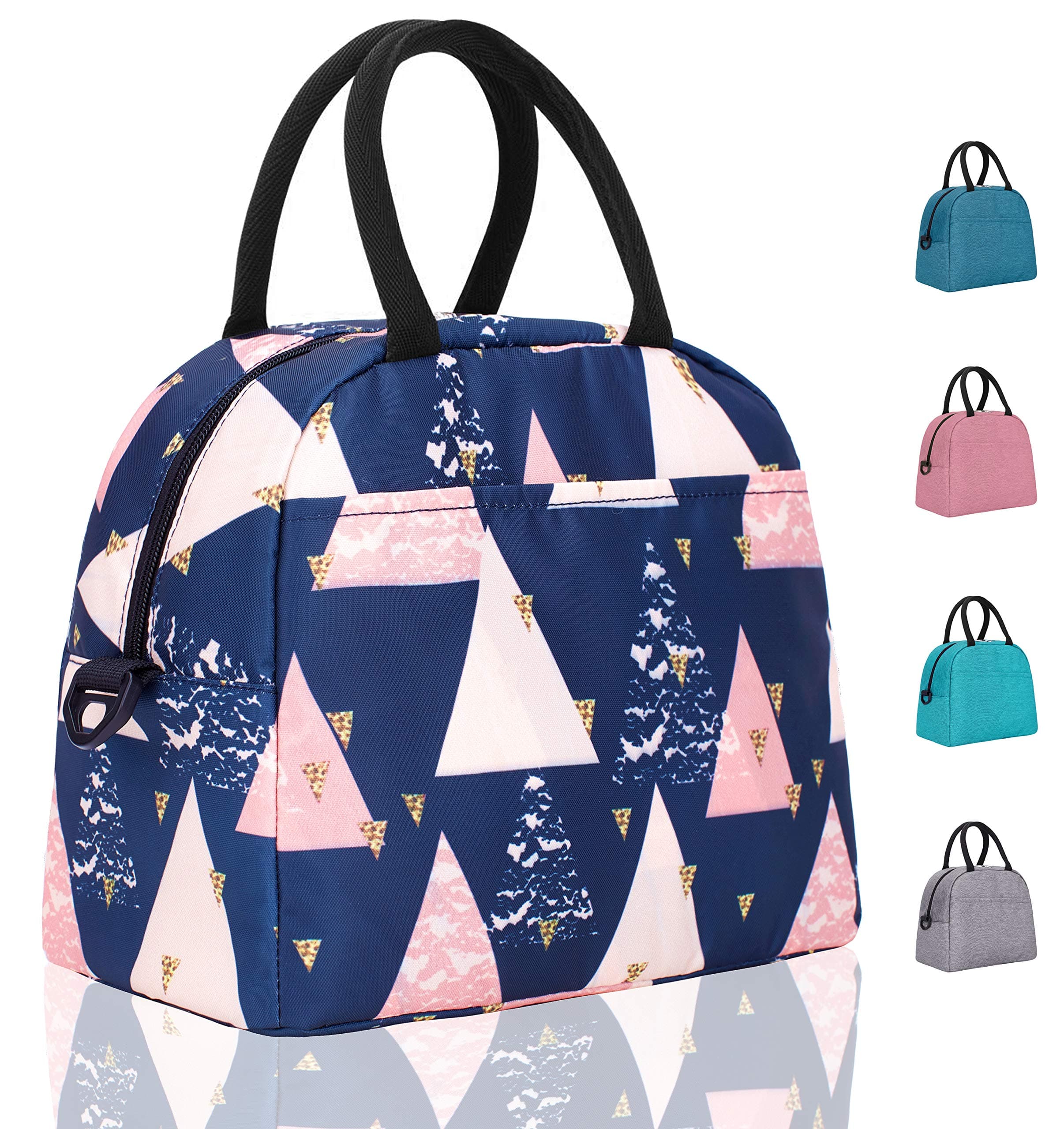 Elvira Insulated Tote Lunch Bag with Removable Adjustable Shoulder Strap for Women Water Resistant Reusable Cooler Lunch Box for Work School Picnic Hiking Beach-Triangle