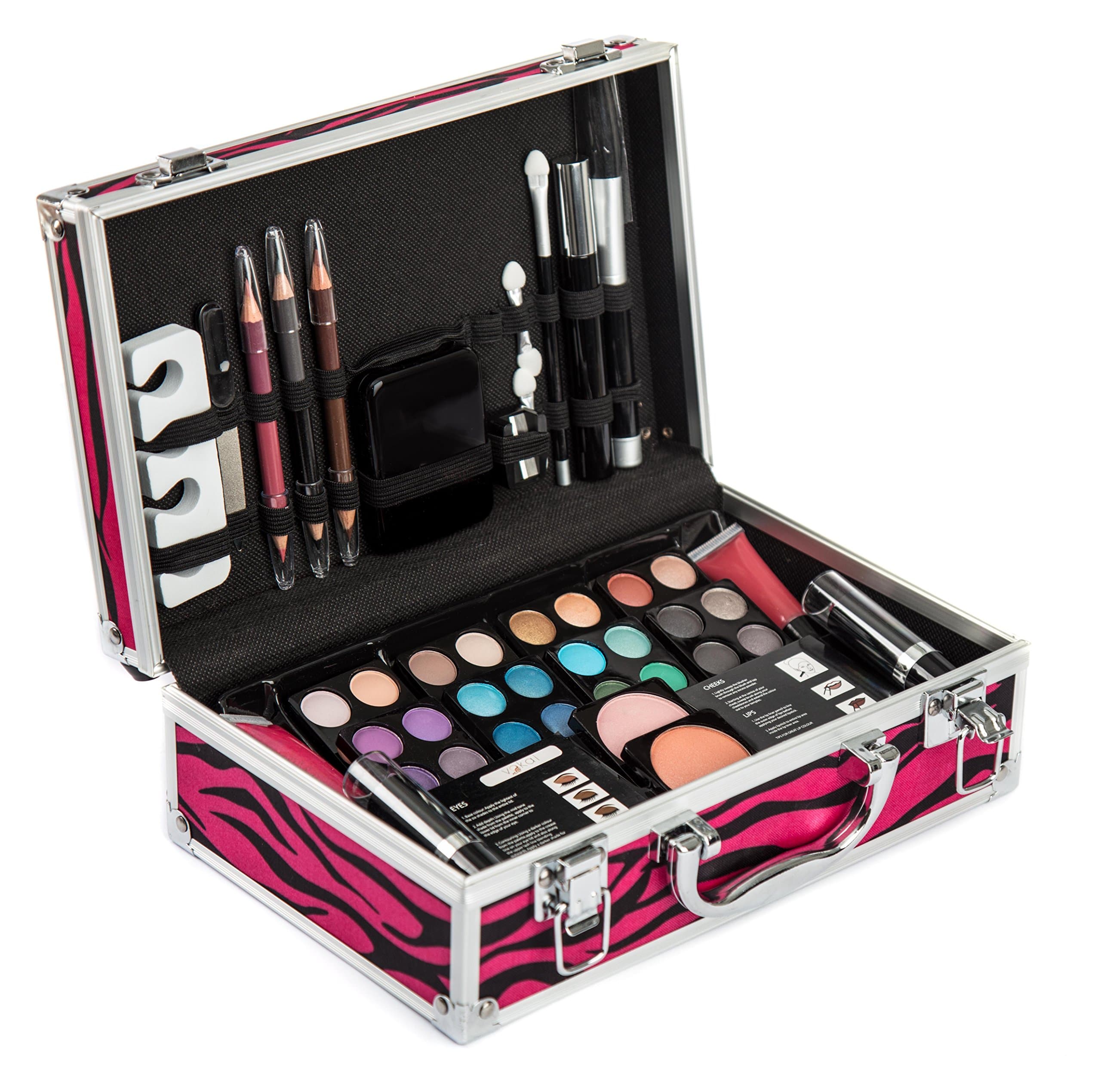 Makeup Kit Gift Set - 24 Eye Shadows, 4 Eye Shimmer Creams, 1 Lip Liner Pencil, 3 Lipsticks, 12 Lip Glosses, Blush, Eye liner pencil, Face Powder, Lip Crayon, Liquid Eyeliner, Mascara
