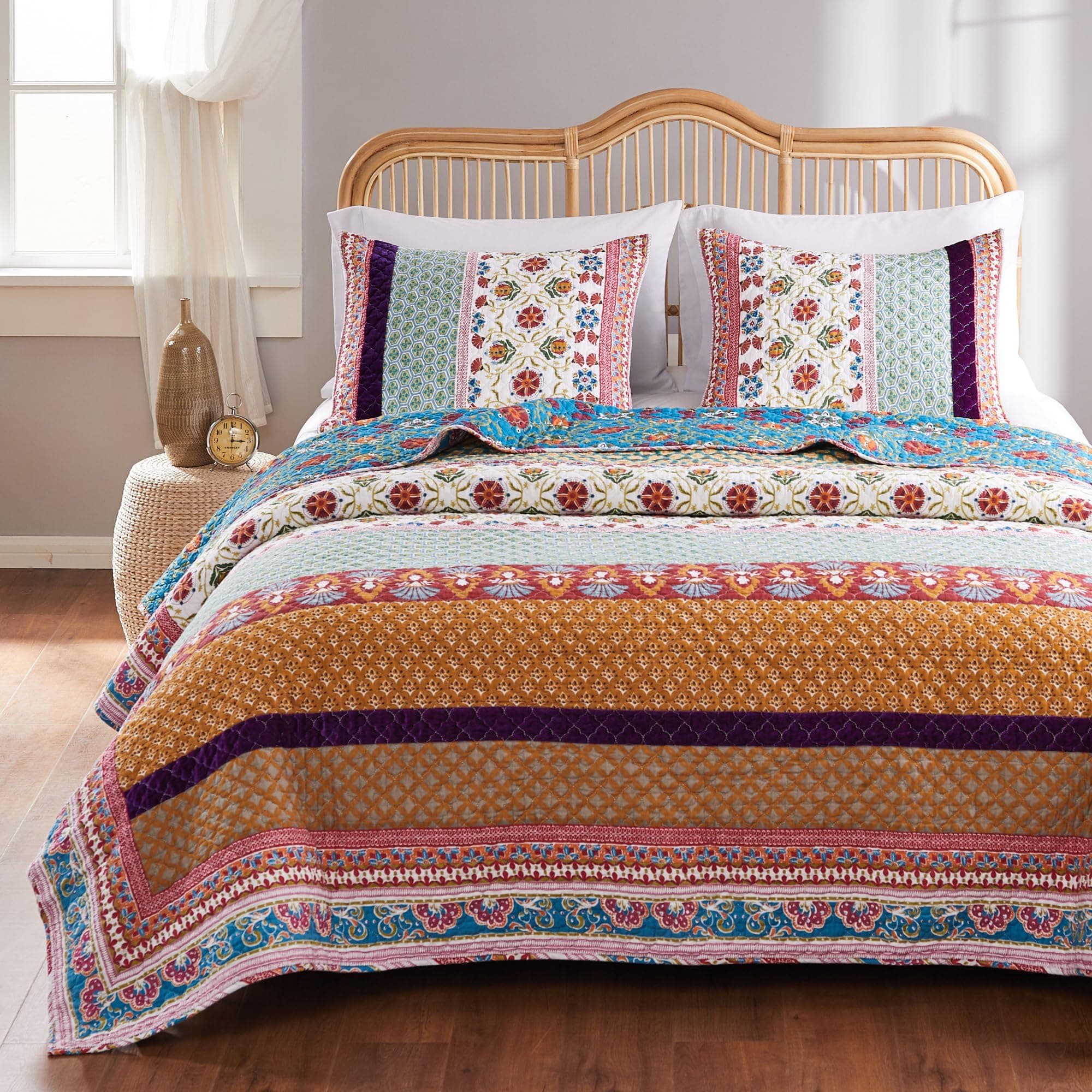 Greenland Home Thalia Quilted Bedding Set, 3-Piece Full/Queen, Tango, One Set