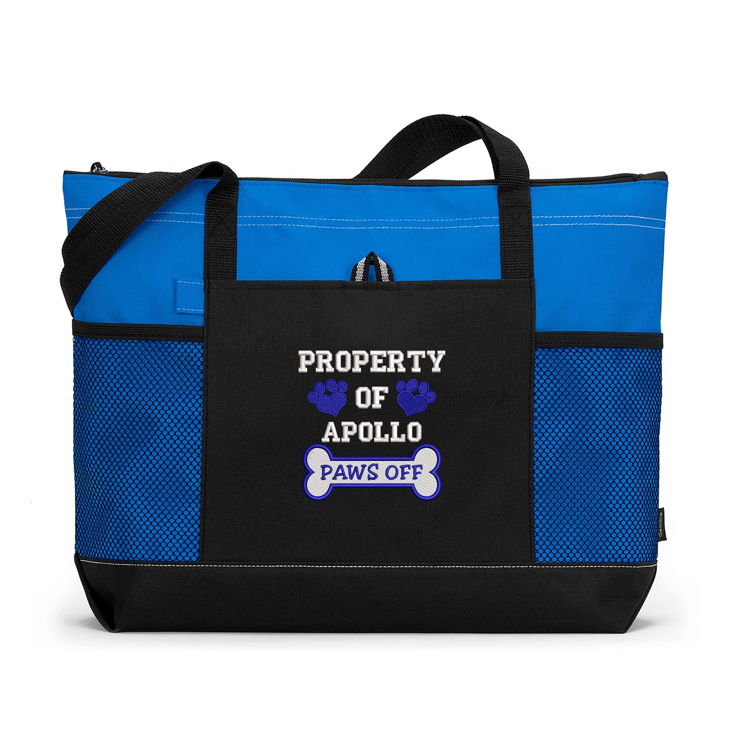Personalized Property of Dog's Name Embroidered Tote Bag, Pet Gear Travel Bag