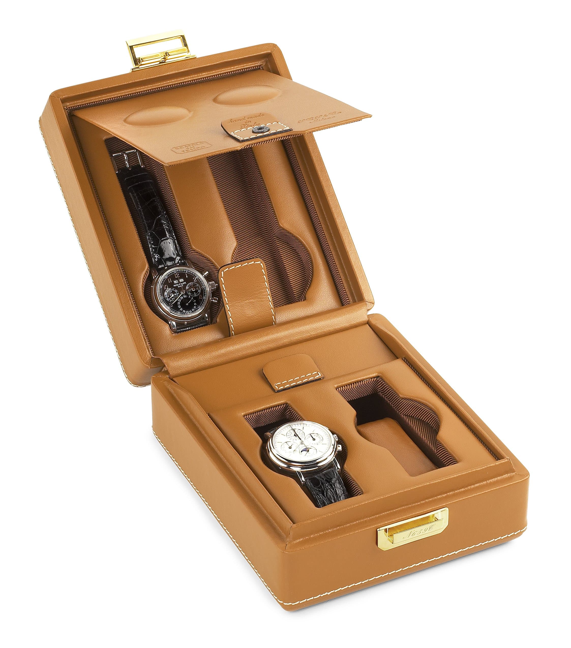 2+2 4 Watch Leather Collectors Travel Case