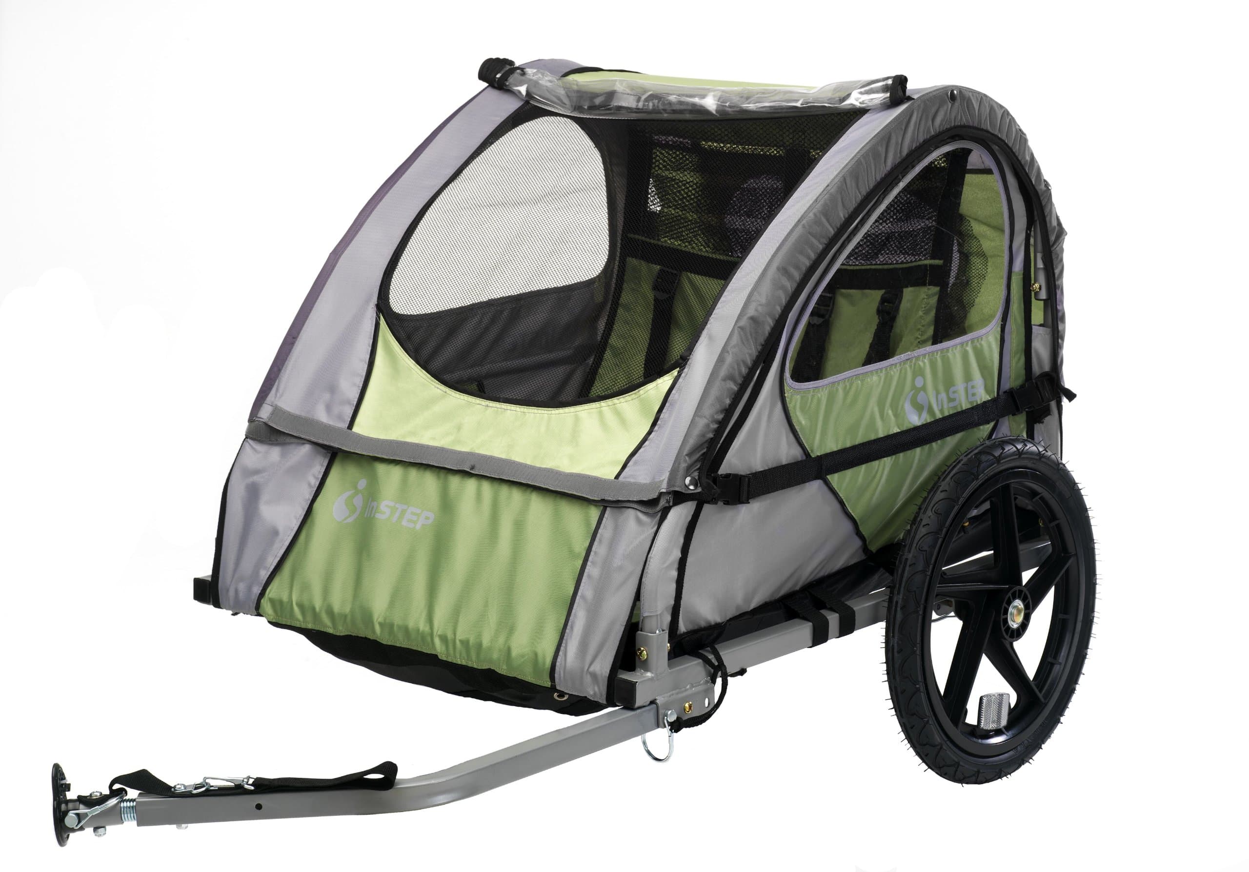 InStep Single Seat and Double Seat Foldable Tow Behind Bike Trailers, Featuring 2-in-1 Canopy and 16-Inch Wheels, for Kids and Children, Multiple Colors Available