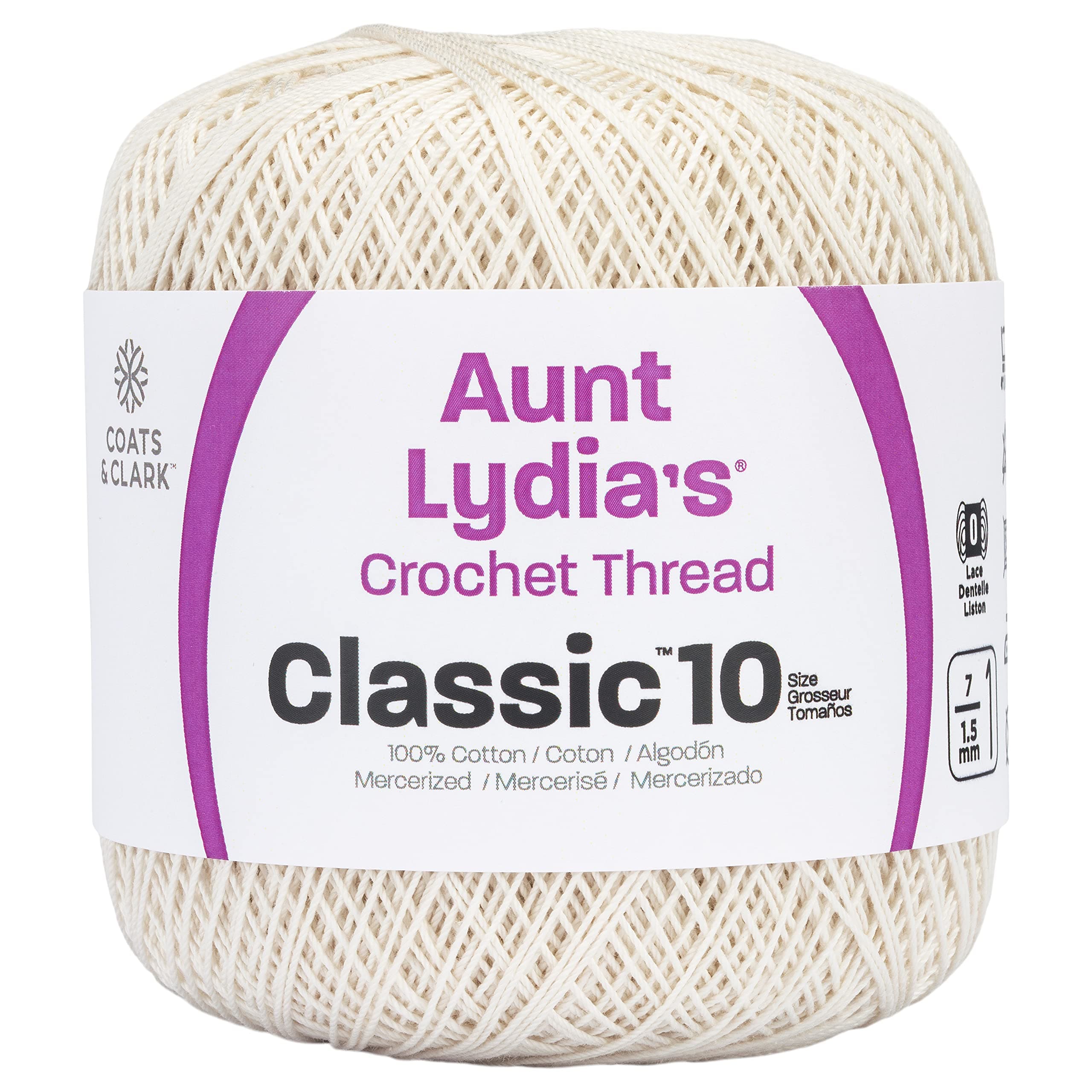Classic Crochet Thread, 1 Pack, Antique White, 1200 Foot