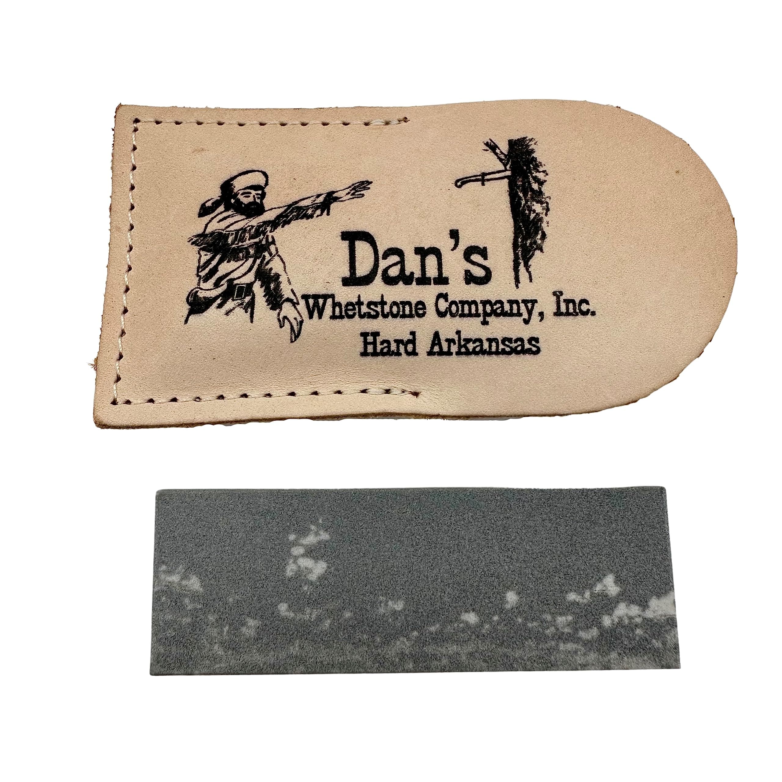 Genuine Arkansas Hard (Fine) Pocket Knife Sharpening Stone Whetstone 3" x 1" x 1/4" in Leather Pouch FAP-13A-L