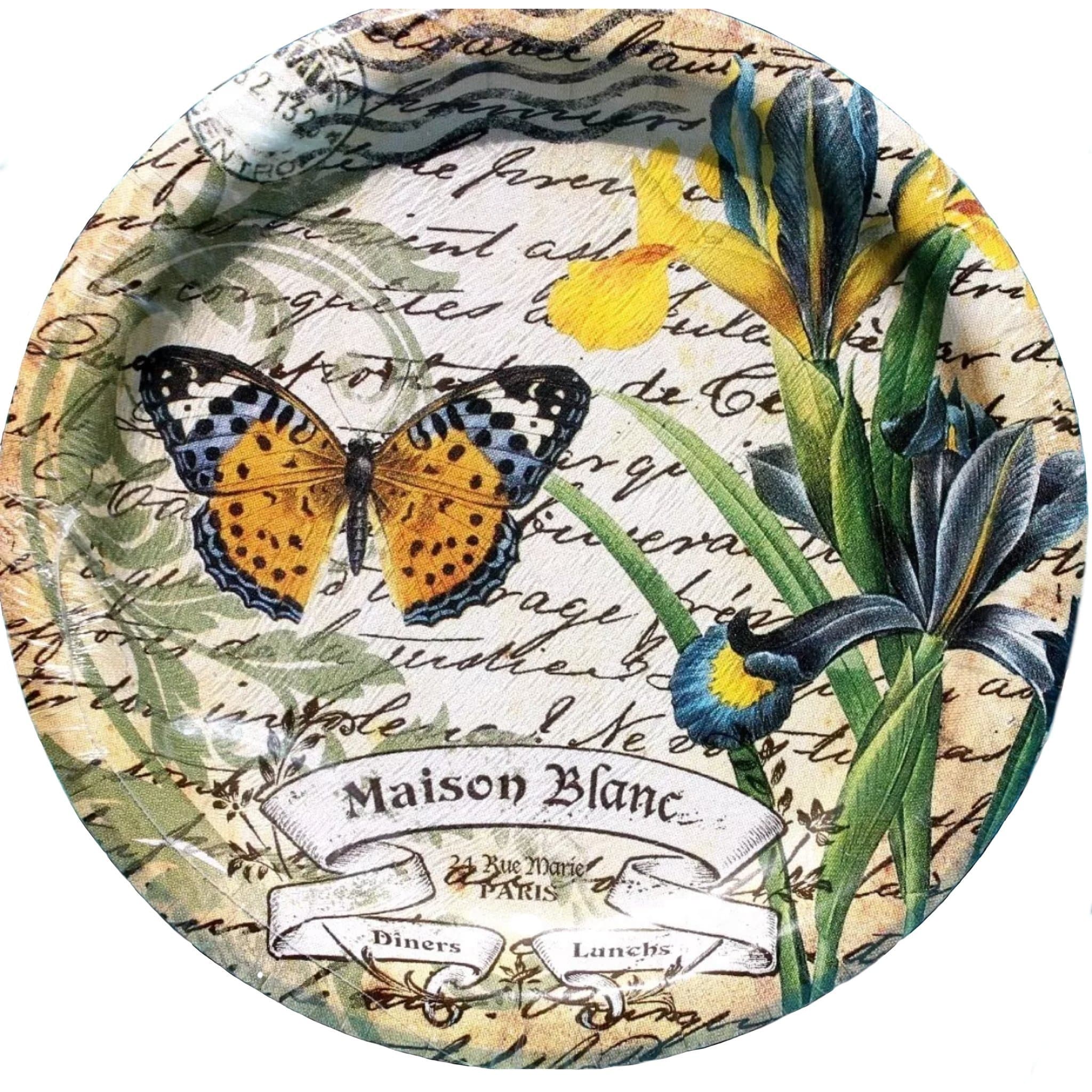 Party! Set of 20 Appetizer Dessert 6.8" Paper Plates ~ Maison Blanc